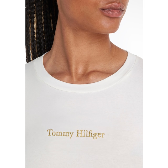Tommy Hilfiger Langarmshirt »SLIM NY METALLIC C-NK LS«, mit  metallicfarbenen Print & Tommy Hilfiger Markenlabel bei ♕