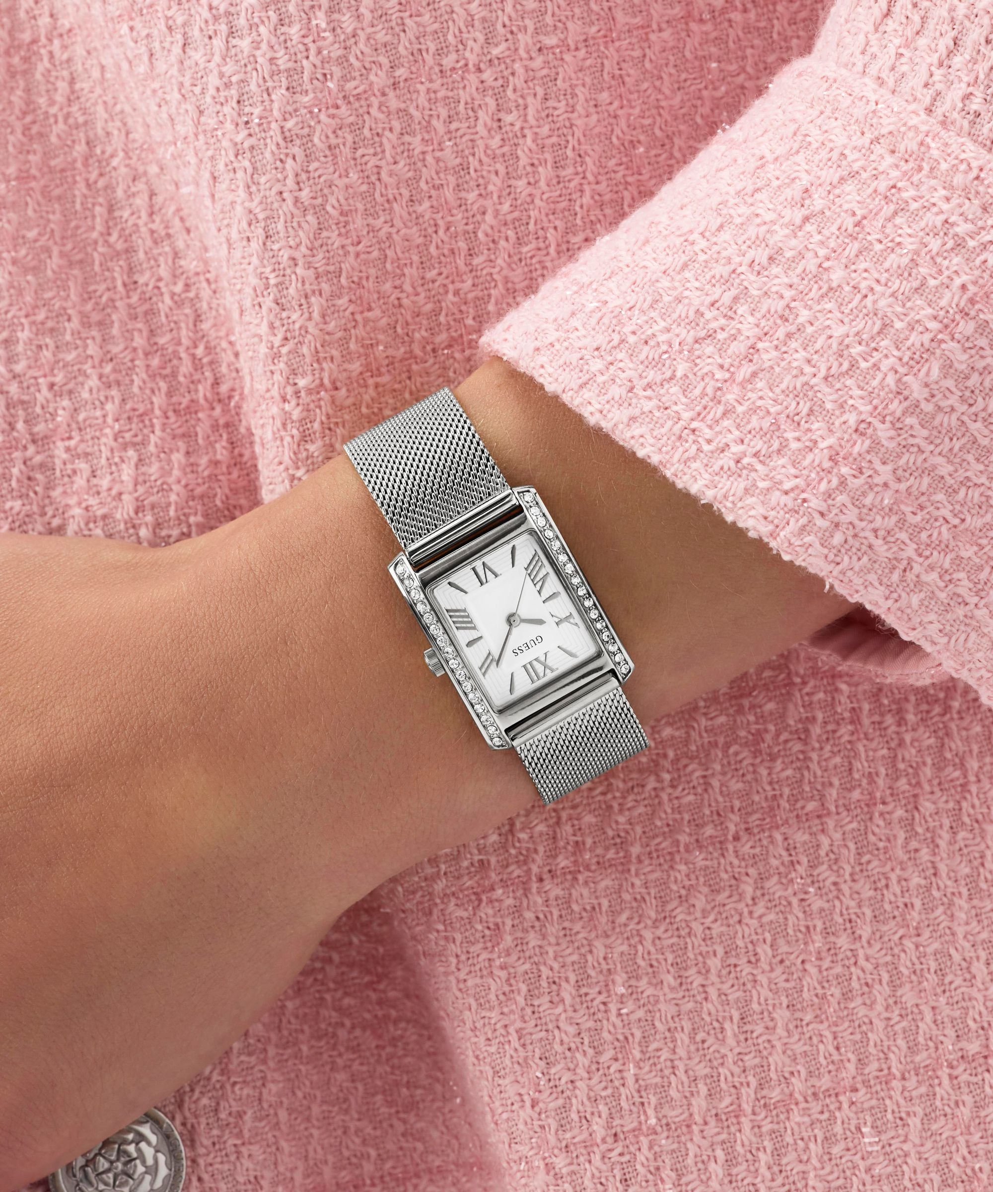 Guess Quarzuhr »BONNET« Armbanduhr, Damenuhr, Edelstahlarmband, analog