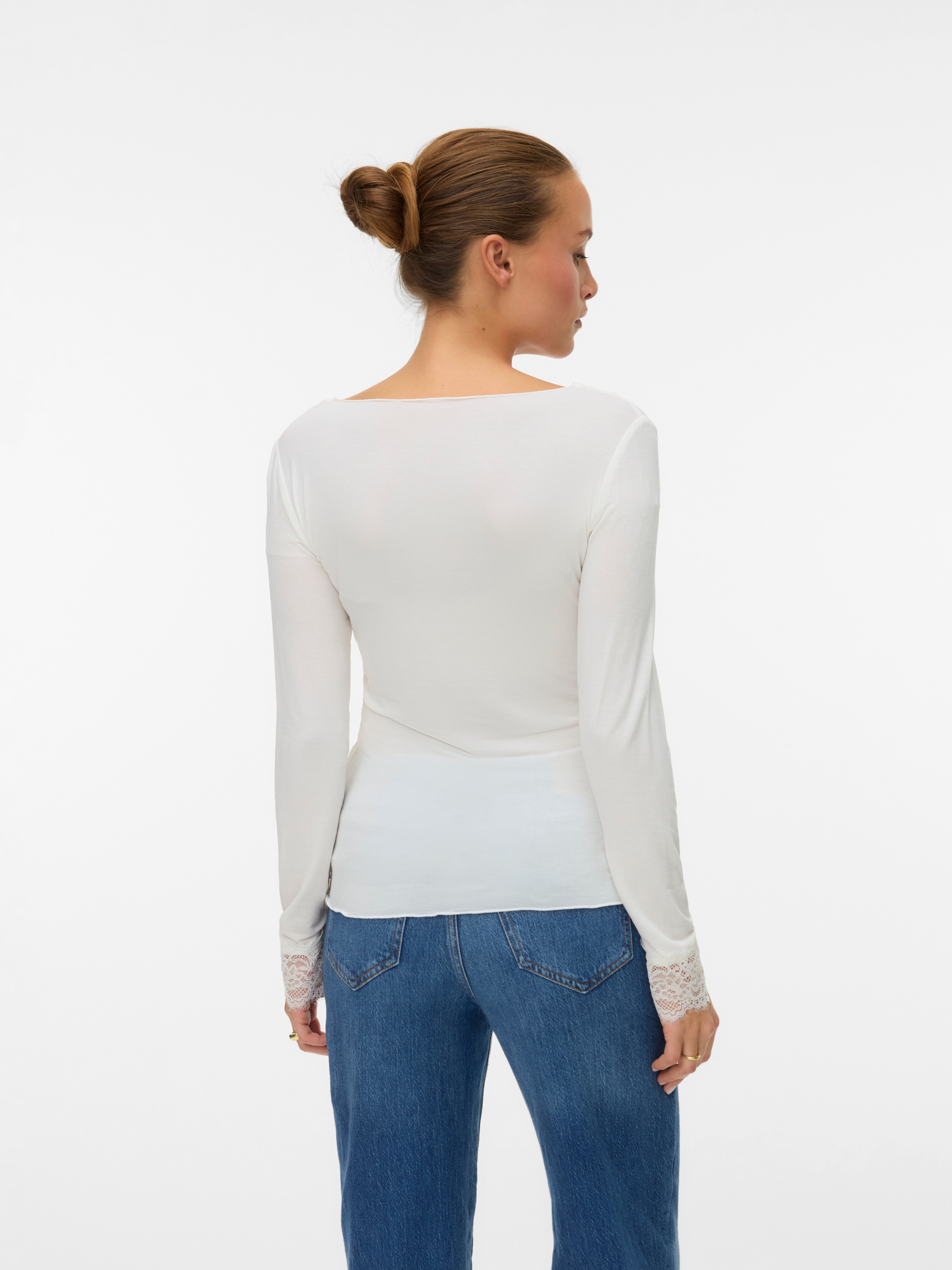 Vero Moda Langarmshirt »VMSKYE LS V-NECK LACE TOP JRS NOOS«