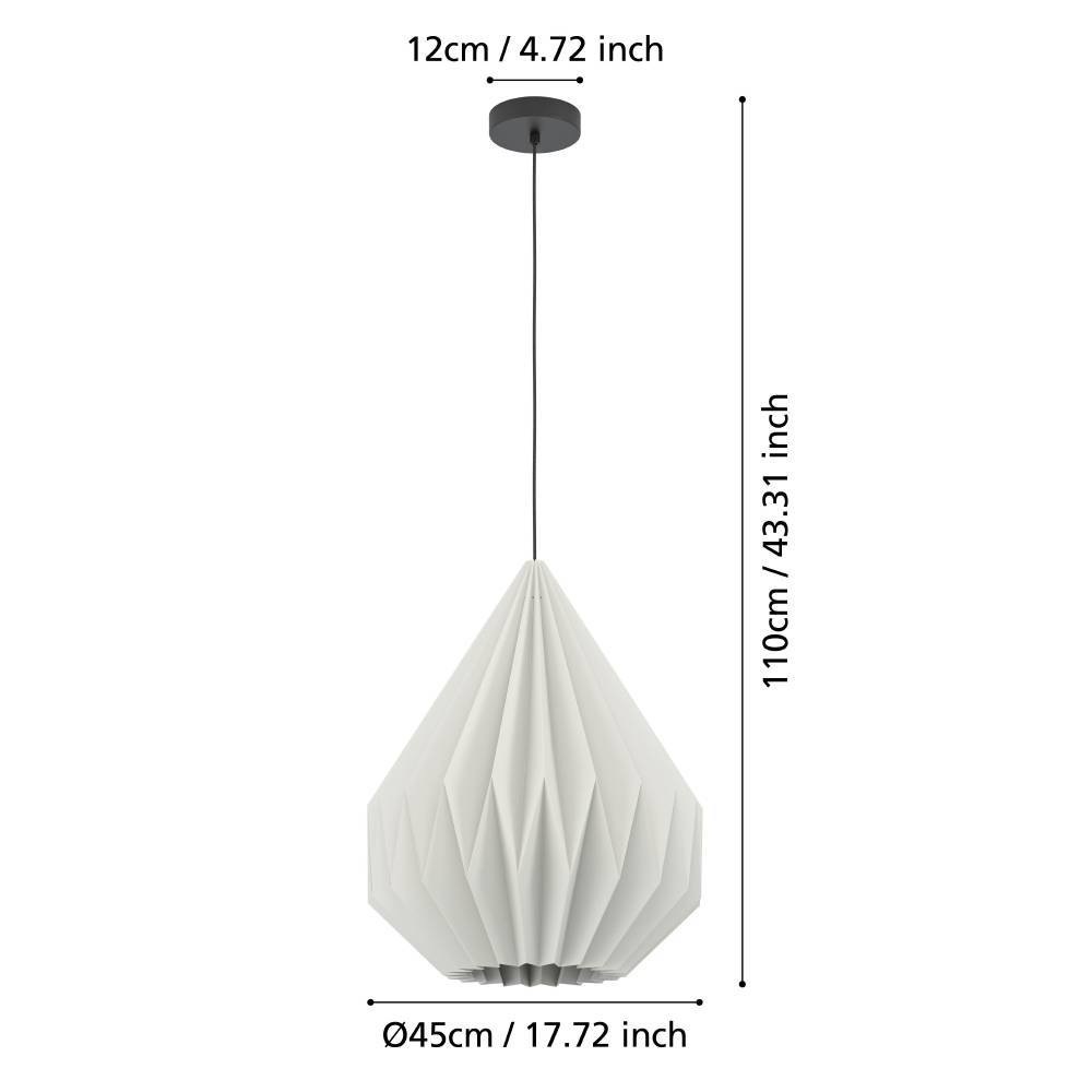 EGLO Hängeleuchte »MINTING«, 1 flammig, Leuchtmittel E27 | ohne Leuchtmittel, Pendelleuchte, Hängeleuchte, Metall in Schwarz, Papier in Weiß, Ø 45cm