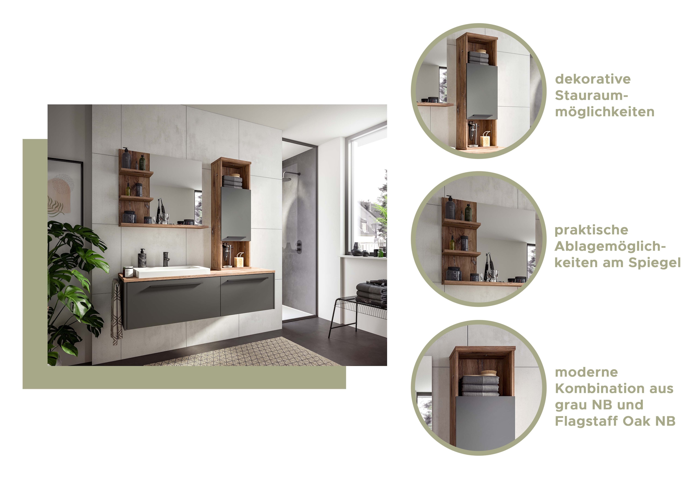 welltime Midischrank »Agen, Breite 35 cm, 1 Tür, 2 offene Fächer, 1 Einlegeboden«, (1 St.), Hängeschrank, Badmöbel, Badschrank, Schrank, Wandschrank, Badezimmer