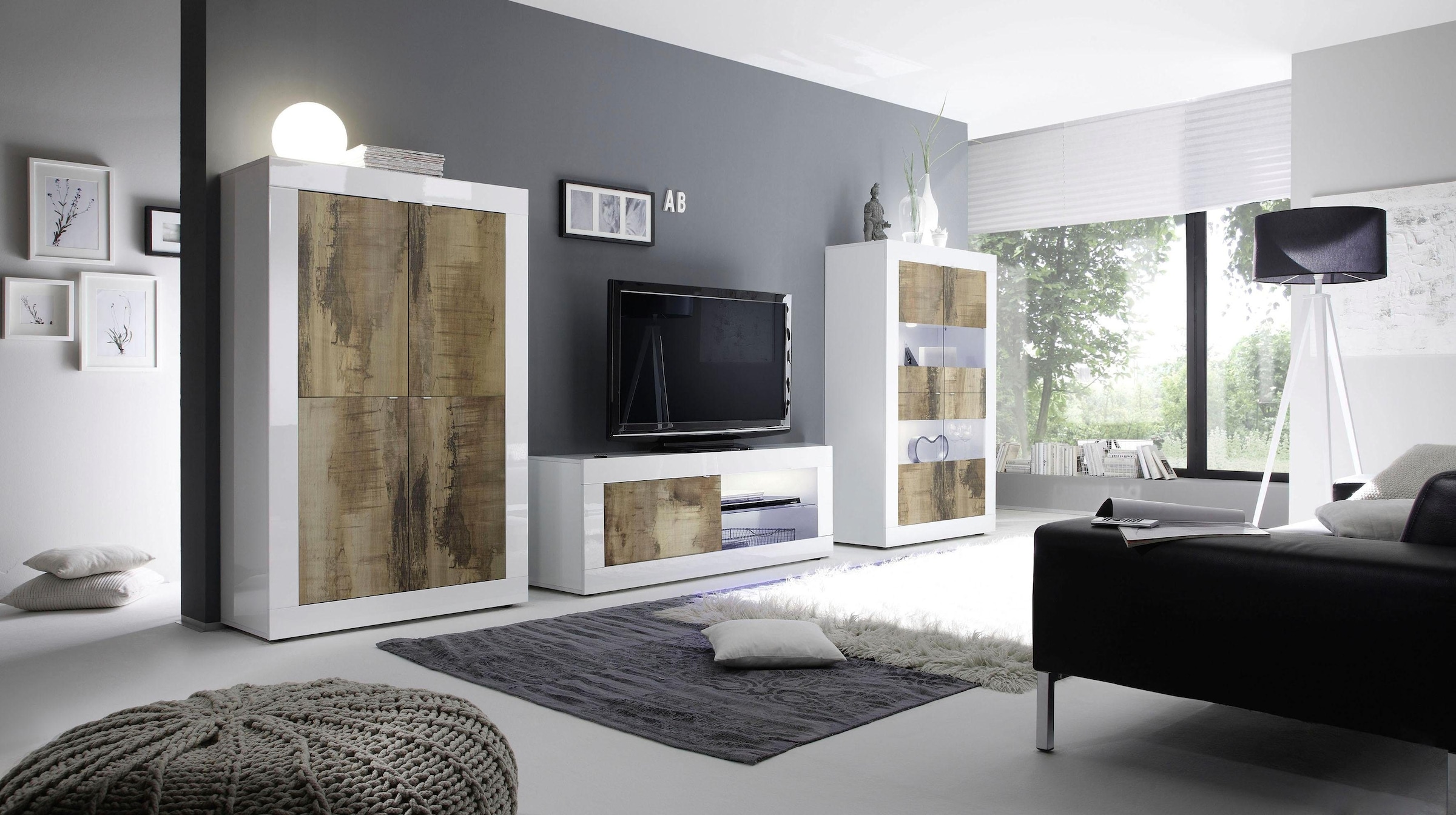 INOSIGN Lowboard »Basic Breite 140 cm, TV-Board 1 Tür, 2 offene Fächer (Glasboden),«, TV-Kommode, Metallgriff, moderne Rahmenoptik, Farbauswahl