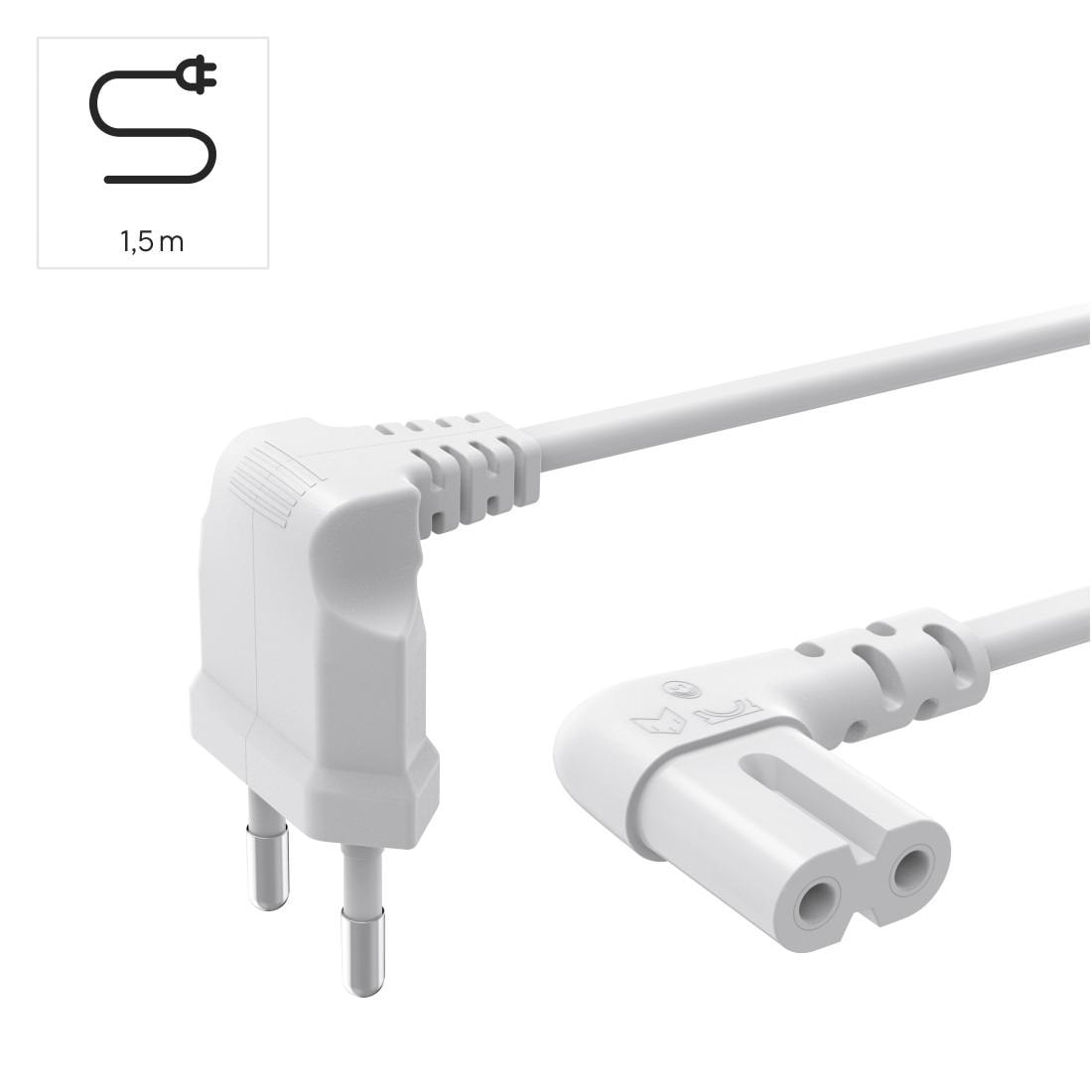 Hama Netzkabel »Netzkabel, beidseitig gewinkelt, Euro Stecker, Doppelnut, C7, 1,5 m«, Typ C (Eurostecker), 150 cm