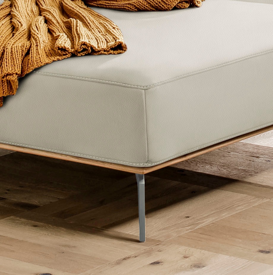 W.SCHILLIG Ecksofa »run, Designsofa mit tollem Sitzkomfort, bequem, L-Form«, mit elegantem Holzsockel, Füße in Silber matt, Breite 319 cm