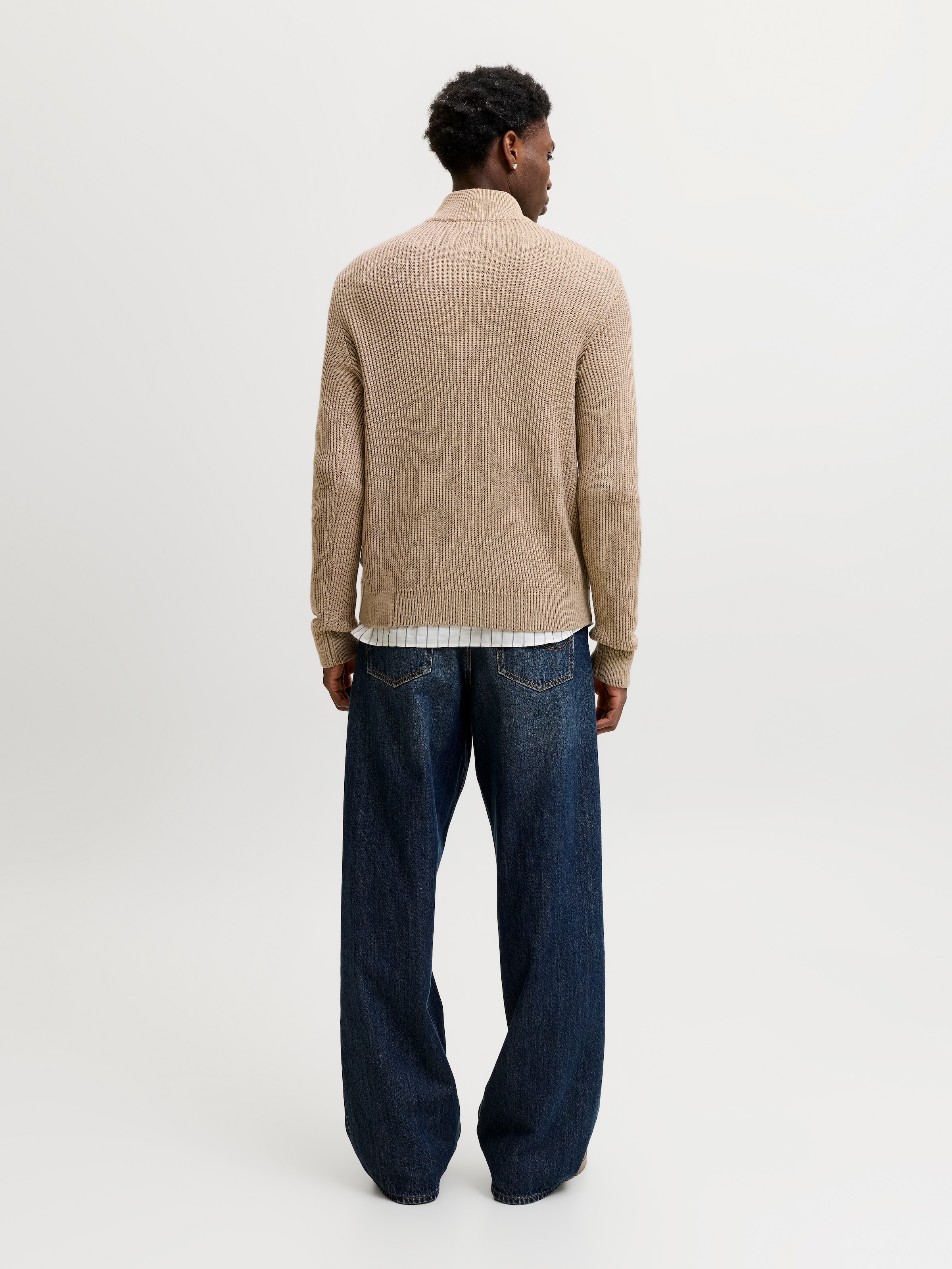 Jack & Jones Troyer »JJPANNEL KNIT HALF ZIP AW26« Materialmix, regular fit