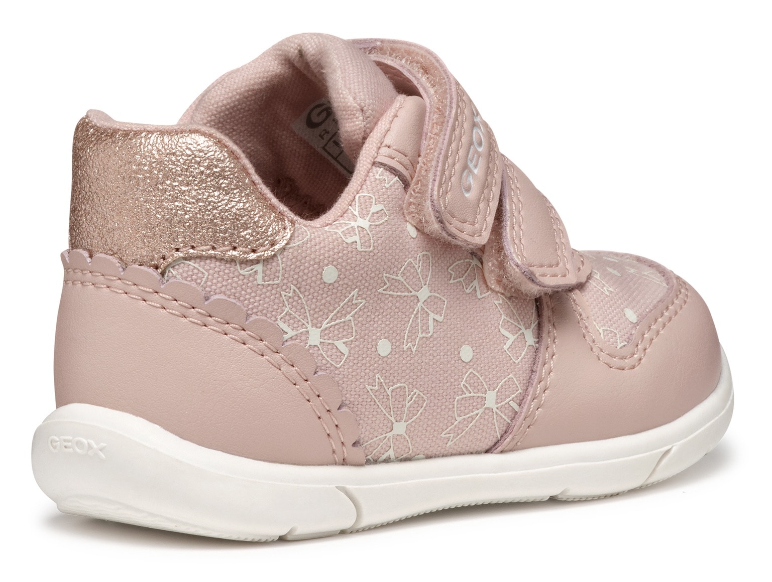 Geox Lauflernschuh »B ZAPITO GIRL«, Festtagsschuh, Klettschuh mit Schleifchen bedruckt und Glitzer