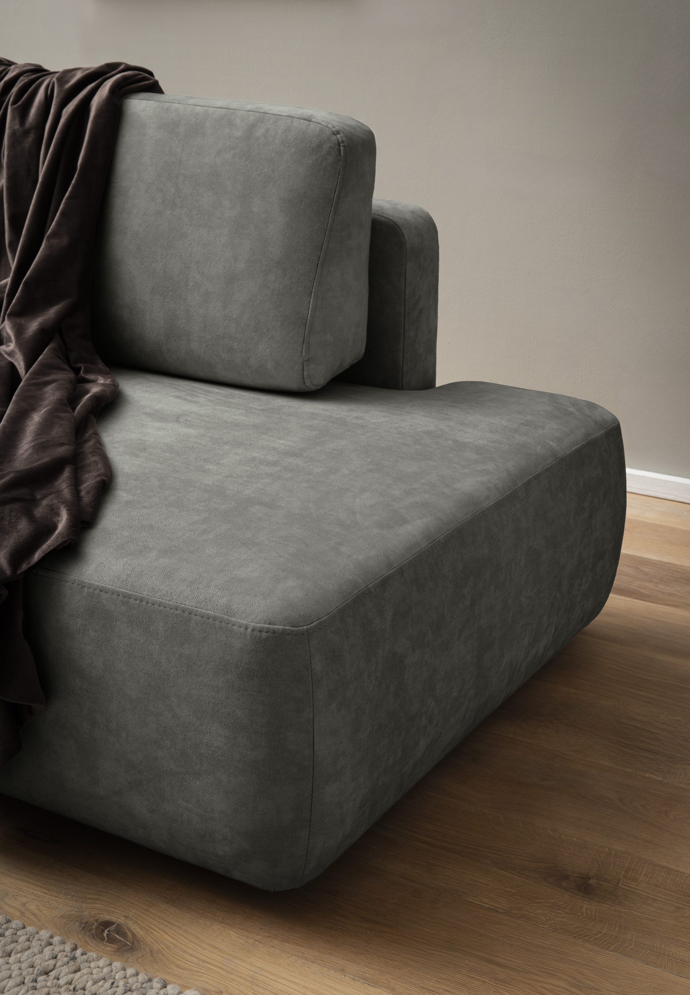 INOSIGN Ecksofa »TORGE, Schlafsofa Cord, Samtvelours u. Strukur fein, Couch in L-Form«, Schlaffunktion und Bettkasten, Liegefläche: 210x125 cm, neues Design