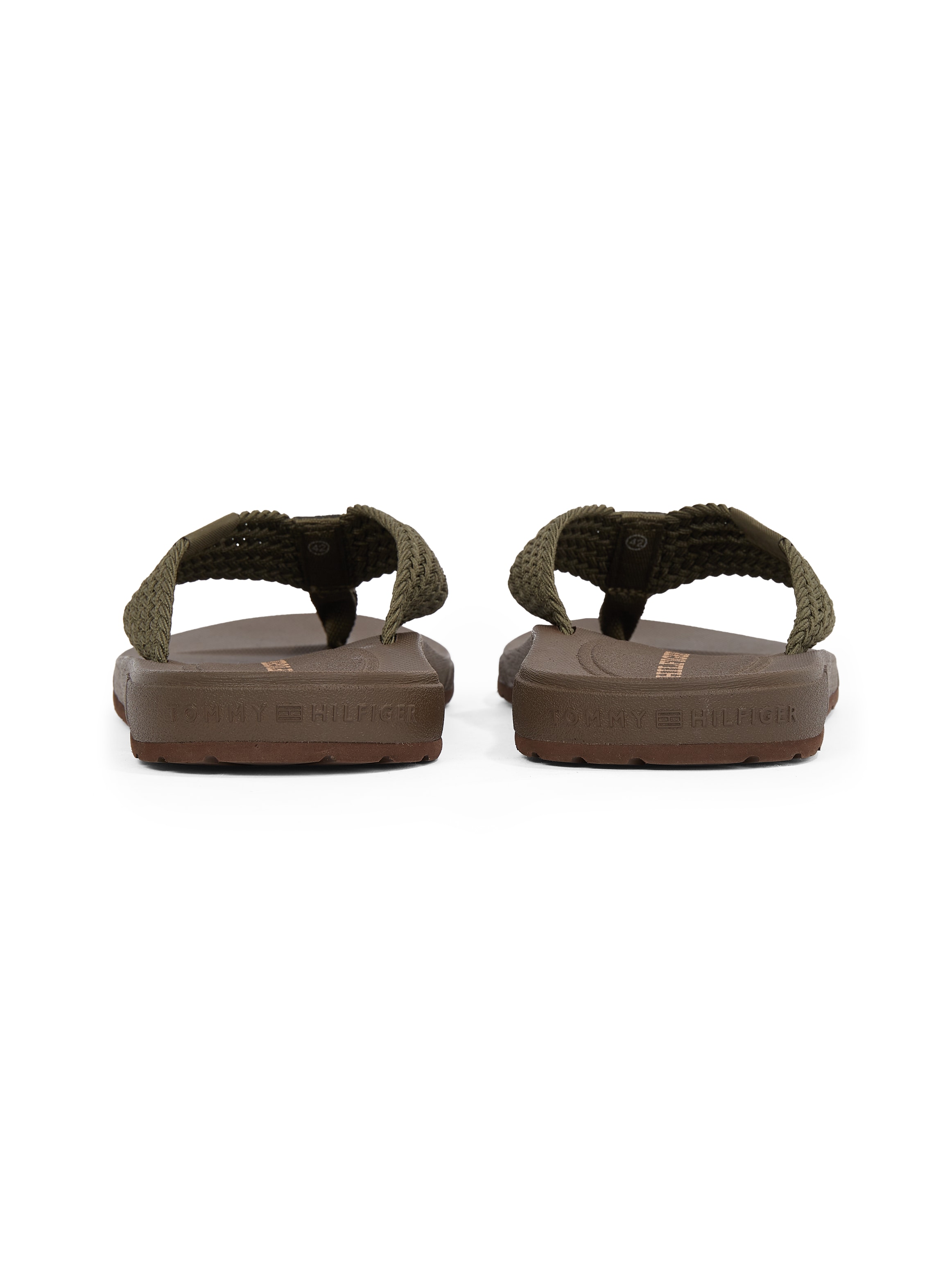 Tommy Hilfiger Zehentrenner »MOLDED HILFIGER WEB BEACH SANDAL«, Sommerschuh, Flats, Strandschuh mit seitlichem Logoschriftzug