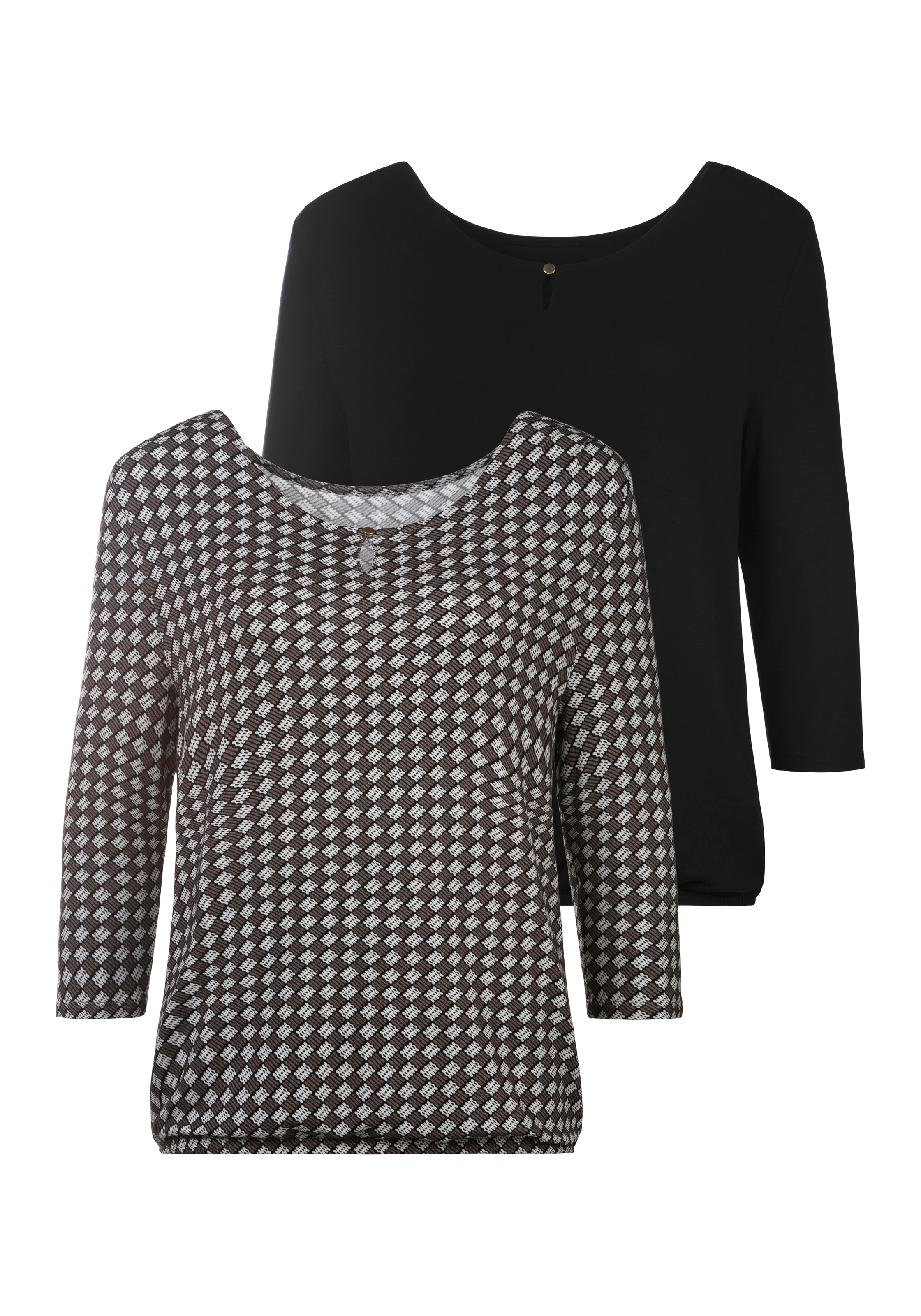 Vivance 3/4-Arm-Shirt, (2er-Pack), mit goldfarbenem Knopfdetail am Ausschnitt kaufen