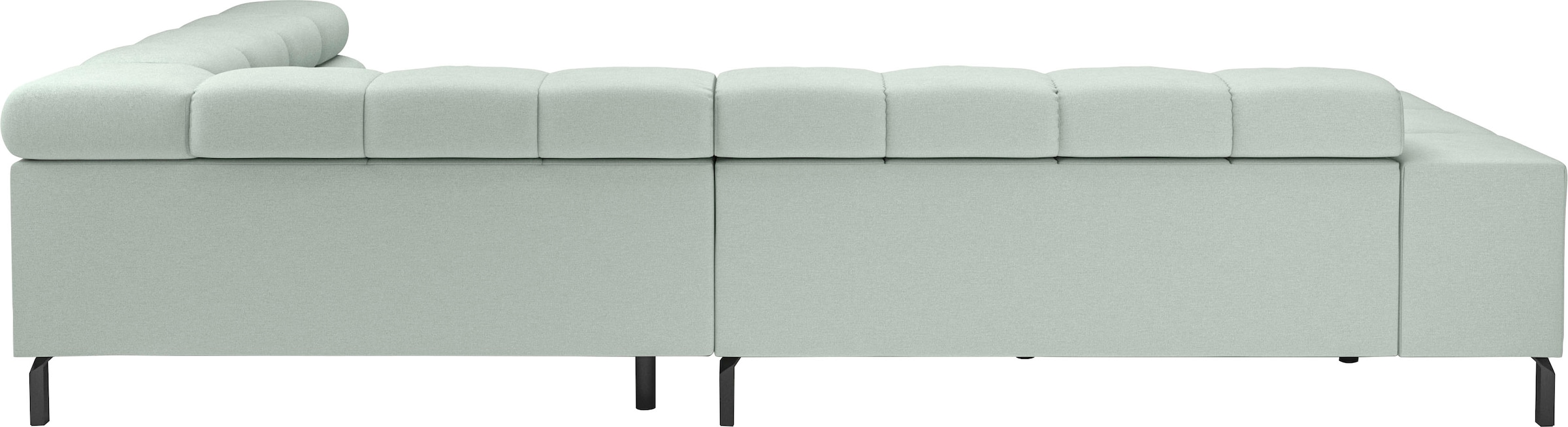 INOSIGN Ecksofa »Ancona New, wahlweise motorische Sitztiefenverstellung, auch Cord«, feine Steppung, mit Kopfteilverstellung, 3 Zierkissen, L-Form