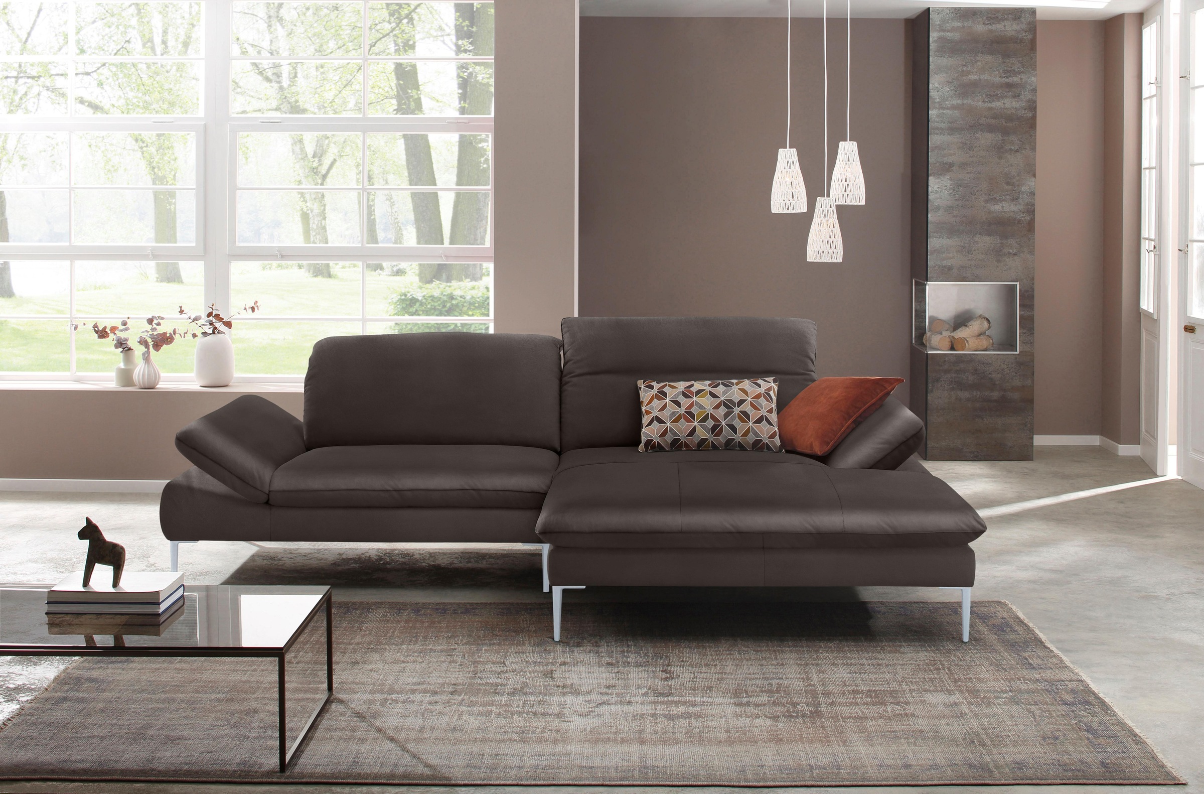 W.SCHILLIG Ecksofa »enjoy&MORE, mit tollem Sitzkomfort, elegant und bequem, L-Form«, mit Sitztiefenverstellung, Füße silber matt, Breite 294 cm