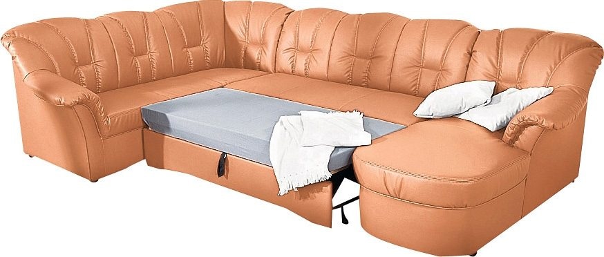 DOMO collection Wohnlandschaft »Papenburg, zeitlose Rückensteppung, elegante Formensprache, U-Form«, in großer Farbvielfalt, wahlweise mit Bettfunktion