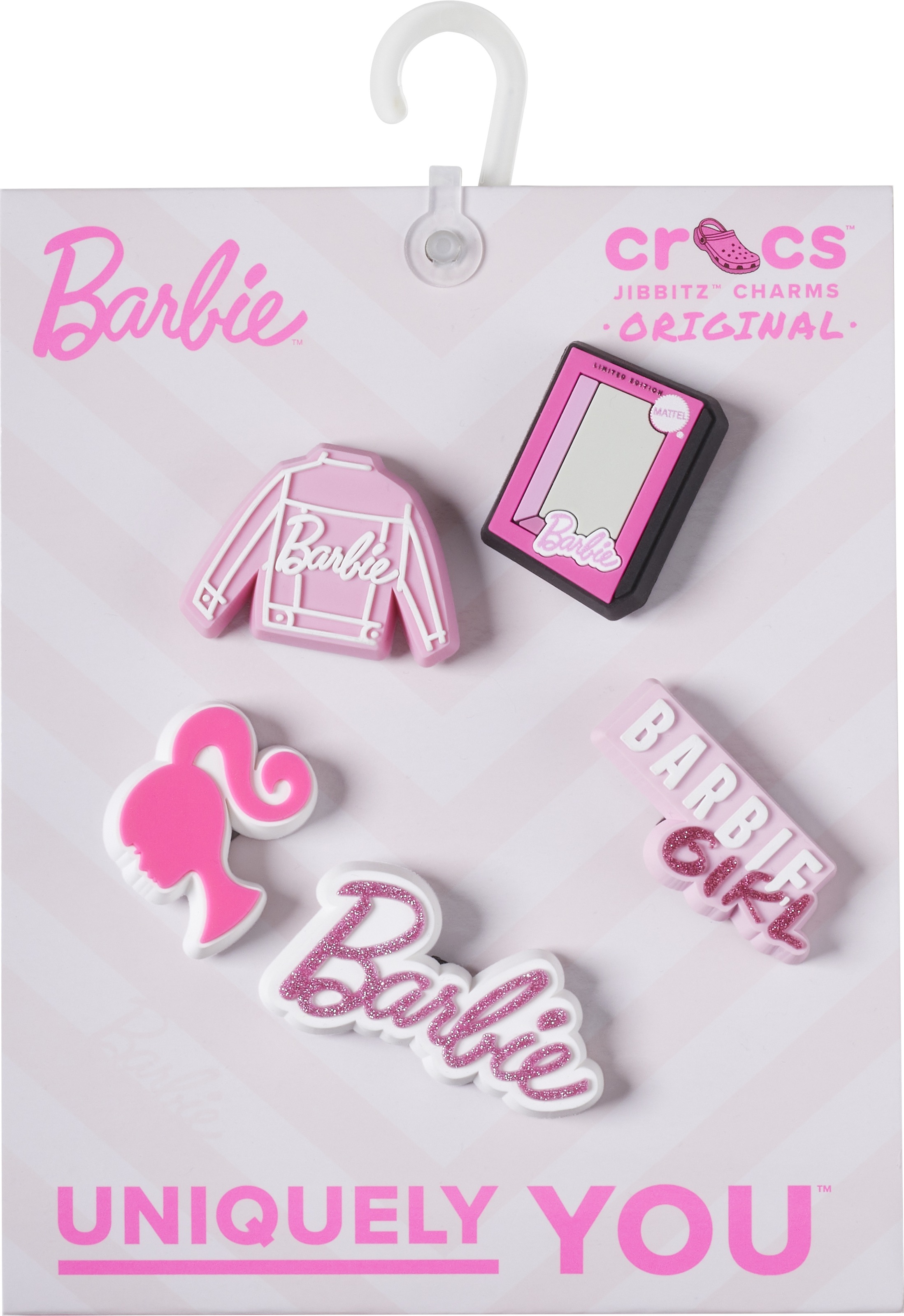 Crocs Schuhanstecker »Jibbitz™ Barbie«, (Set, 5 tlg., Kein Spielzeug. Nicht für Kinder unter 3 Jahren geeignet), Charm, Anstecker für Crocs Schuhe
