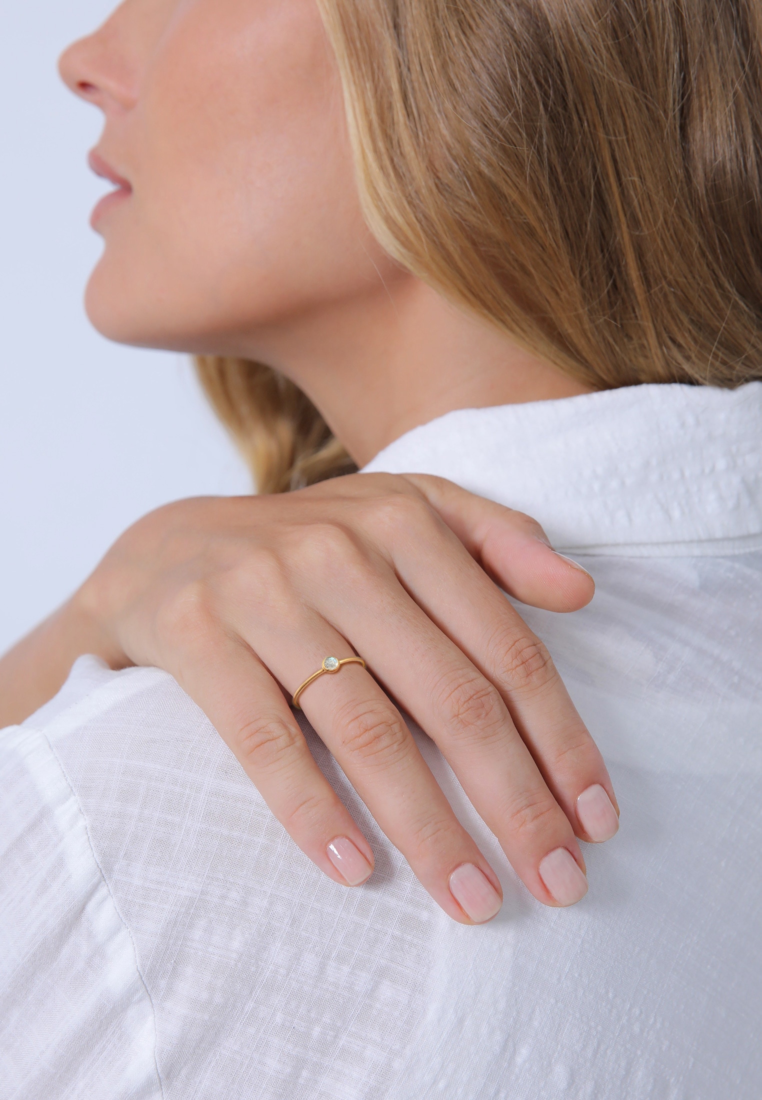 Elli Premium Fingerring »Ring Solitär Labradorit Edelstein 375 Gelbgold«