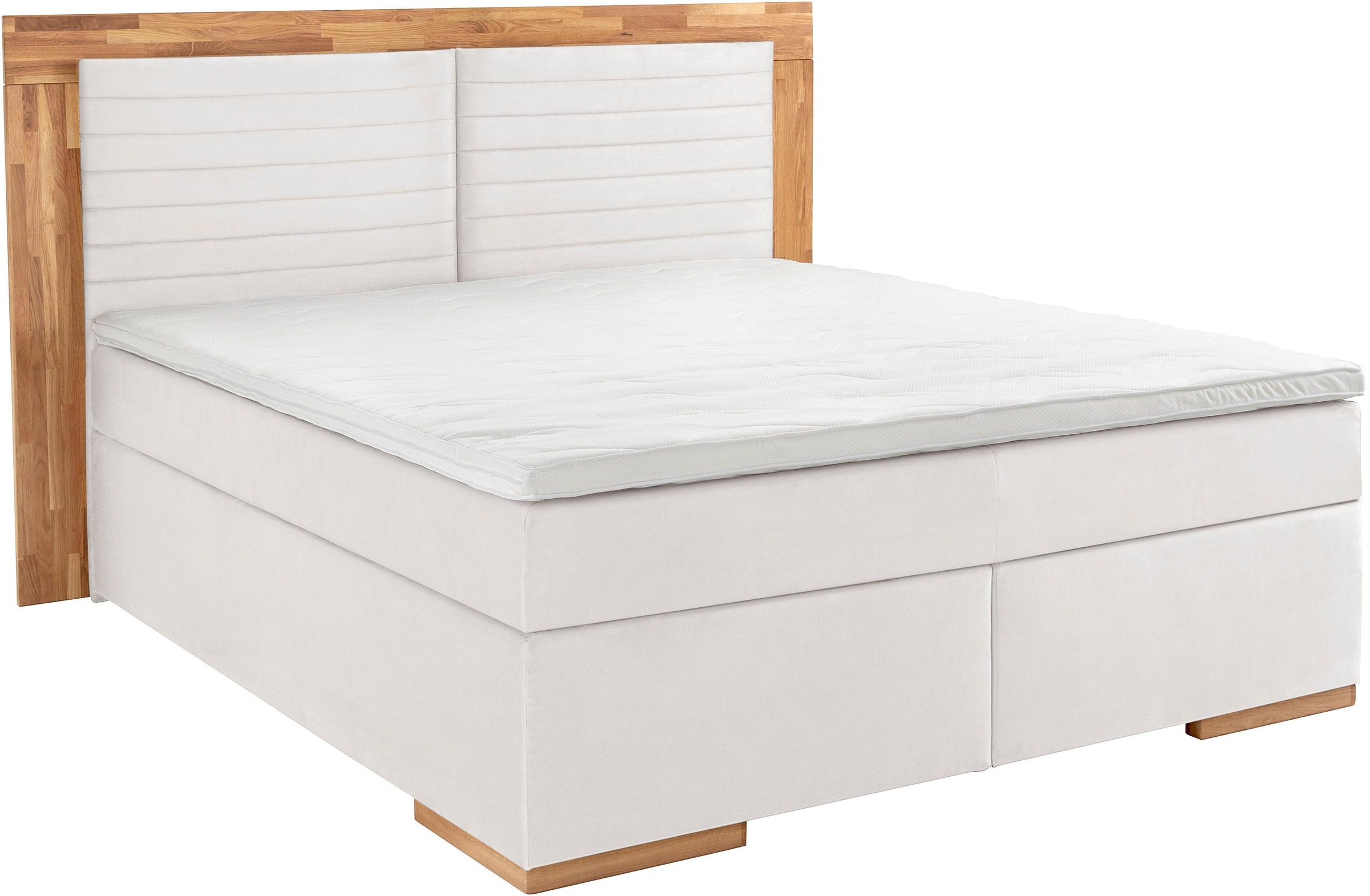 Places of Style Boxspringbett »Cup«, mit LED-Beleuchtung, Massivholzrahmen und Topper, in 2 Härtegraden