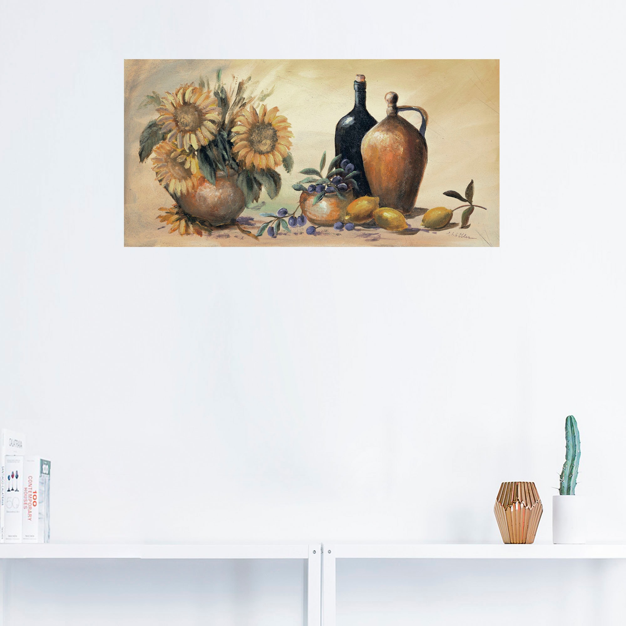 Artland Wandbild »Stillleben mit Sonnenblumen«, Vasen & Töpfe, (1 St.), als Leinwandbild, Poster, Wandaufkleber in verschied. Größen
