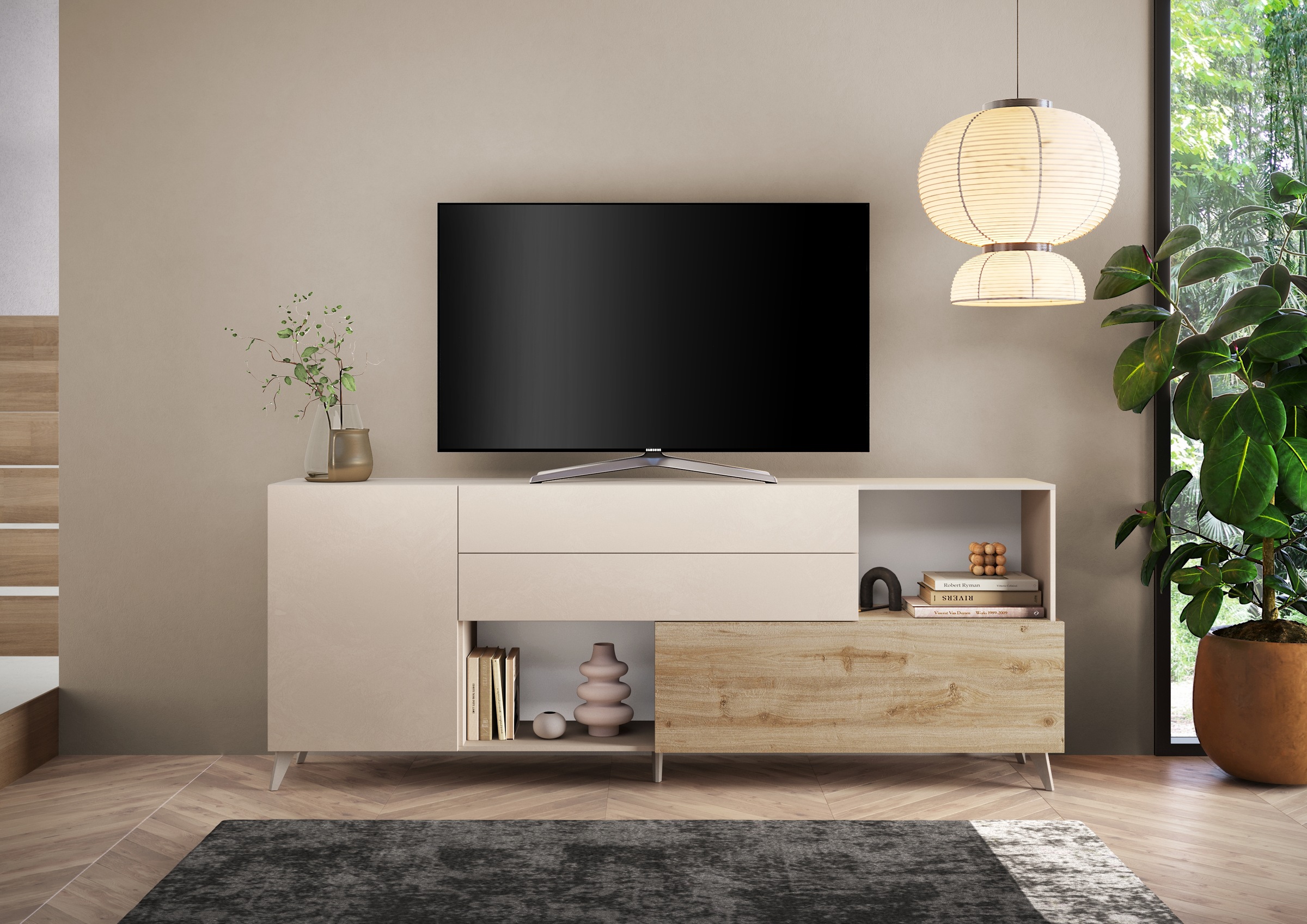 INOSIGN Sideboard »Monaco in Breite 241 cm, Anrichte mit Tür, Klappe und 2 Schubkästen«, Stauraumschrank – sanftes Schließen, edles Design, viel Platz