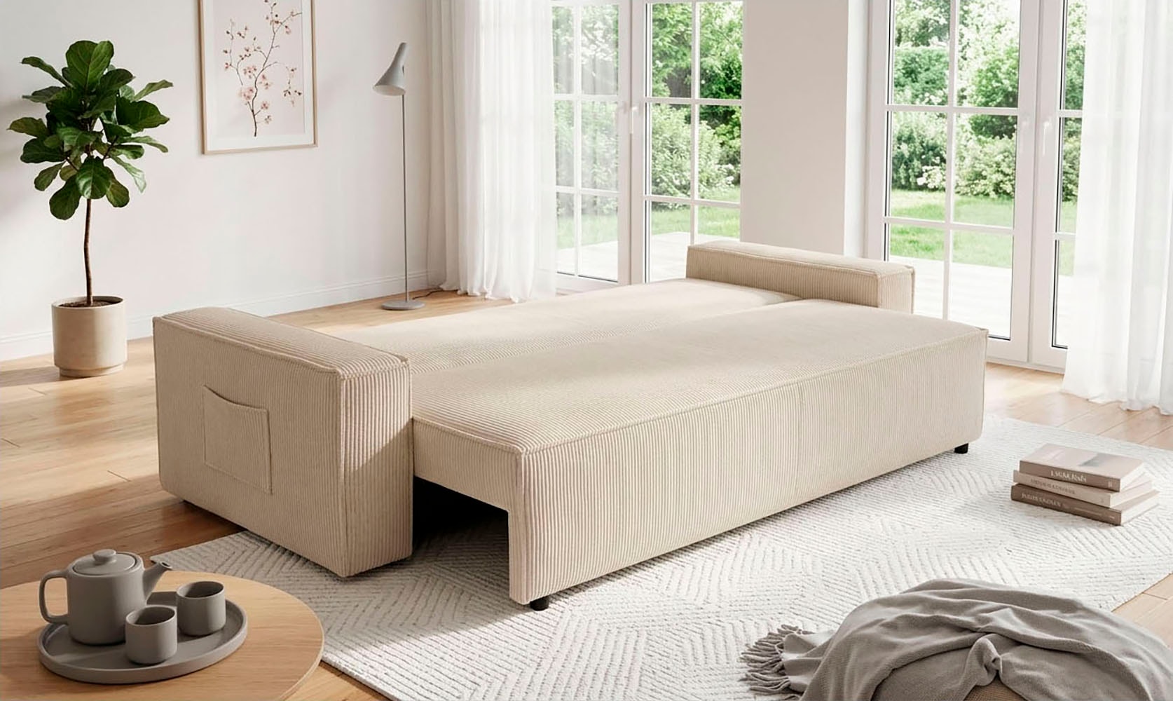 OTTO home Schlafsofa »CASSI 3-Sitzer, 240 cm - OTTO. Verlässliche Qualität.« Schlaffunktion (134/200), Bettkasten, Cord, Unser Tiefpreis