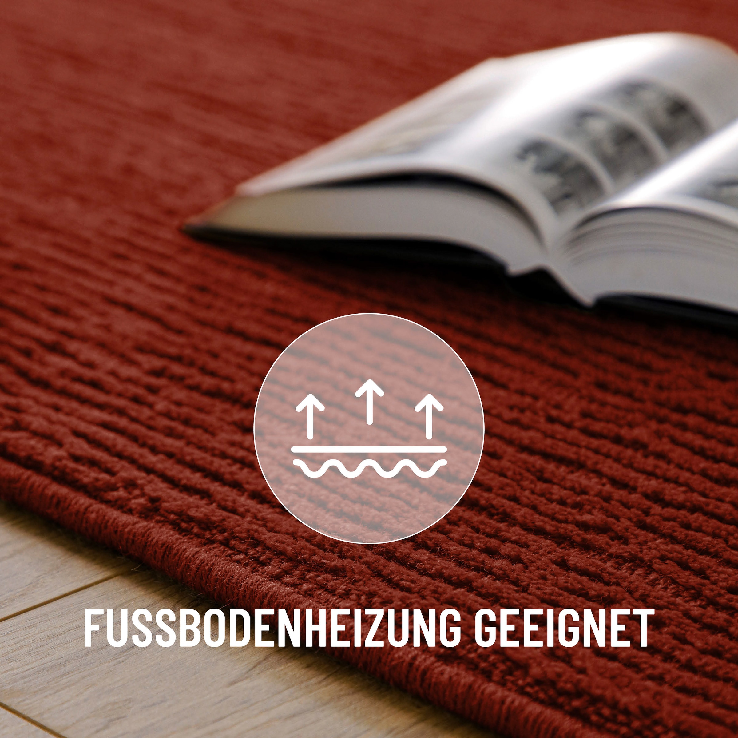 Wecon home Teppich »Castello ONE« rechteckig 7 mm Höhe Schurwolle, Kurzflor mit Hoch-Tief-Effekt, Wohnzimmer, Streifenmuster