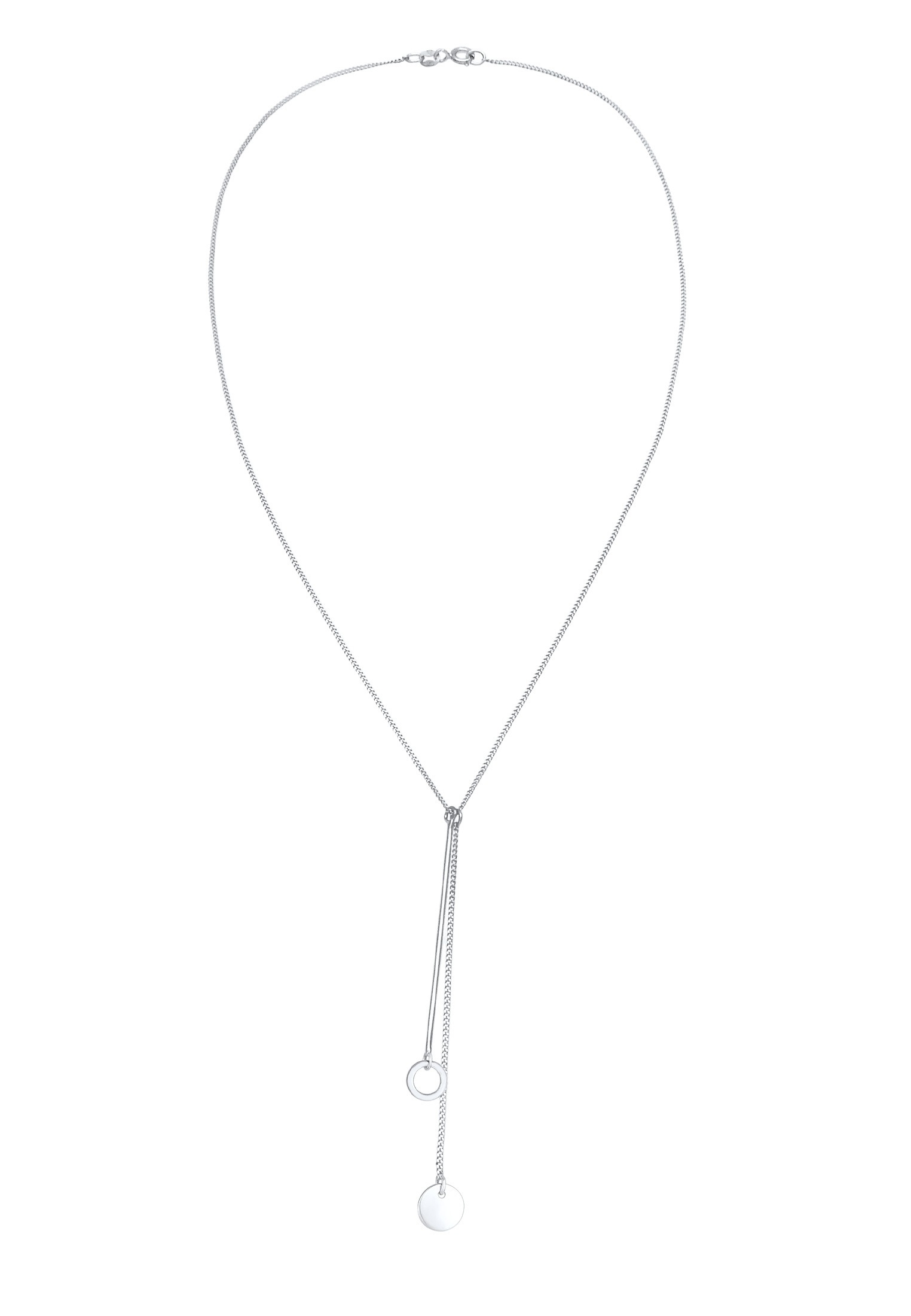 Elli Kette mit Anhänger »Halskette Y-Kette Kreis Plättchen Geo 925 Silber«