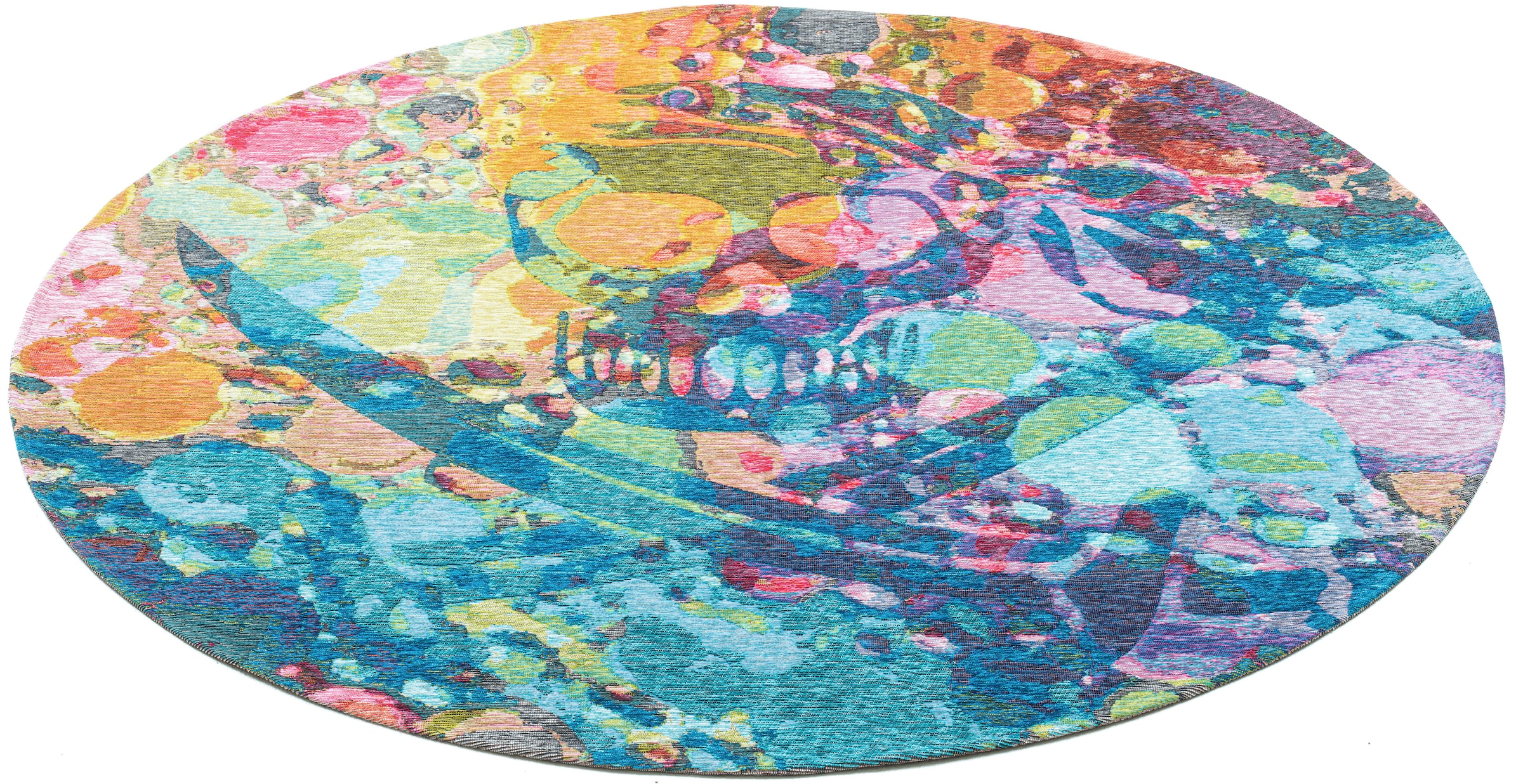 Sansibar Teppich »Keitum 006« rund 3 mm Höhe Flachgewebe, modernes Design, Motiv Totenkopf & gekreuzte Säbel