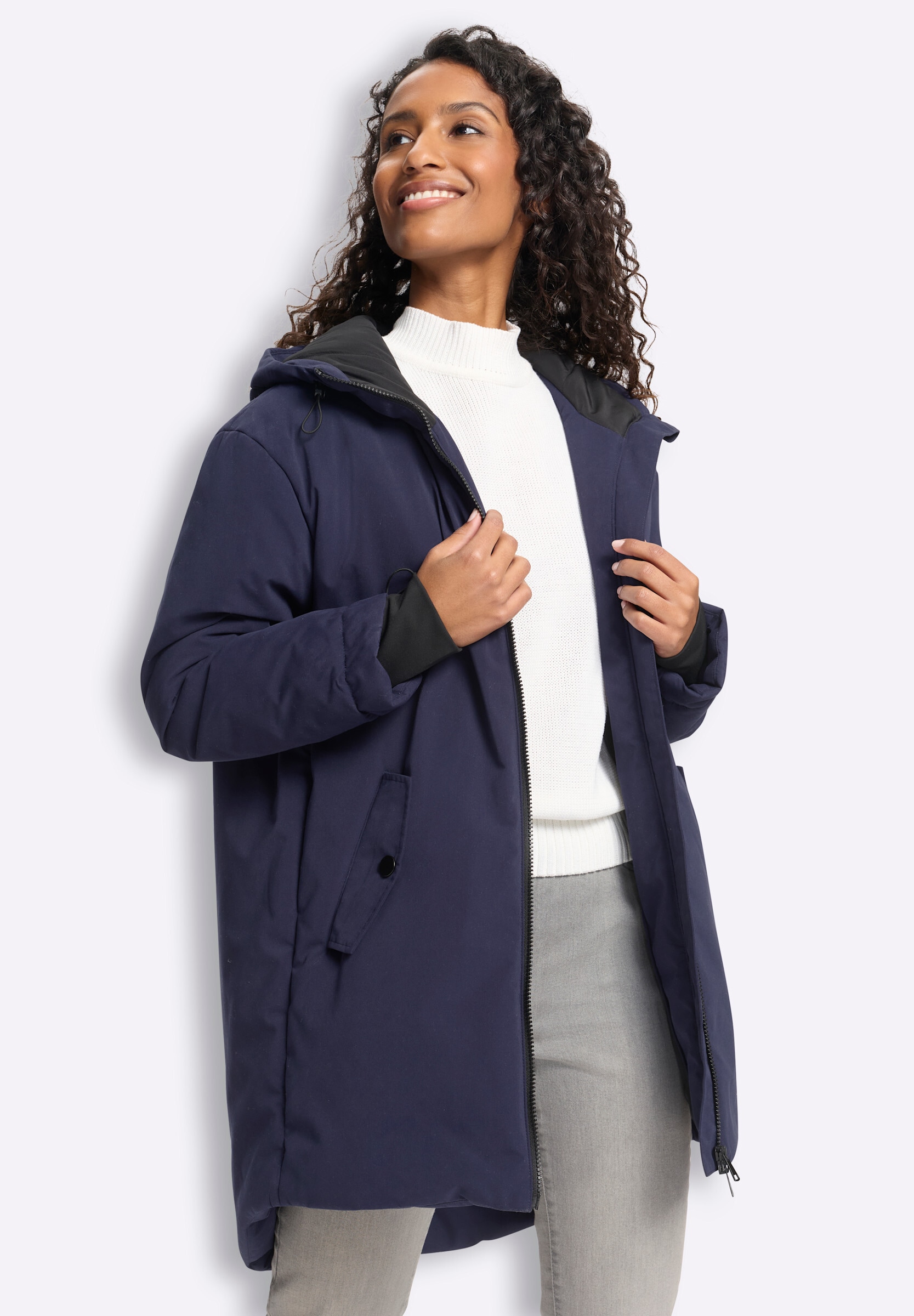 heine Langjacke »Kurzmantel Kurzmantel« mit Kapuze