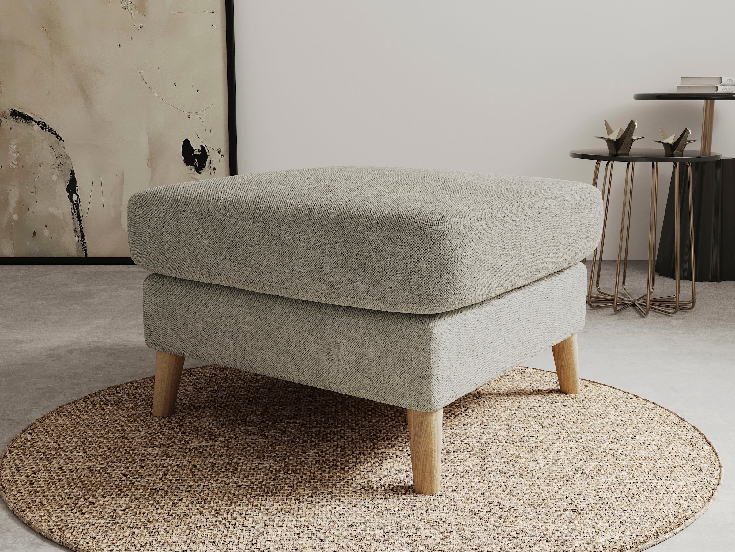 Home affaire Polsterhocker »MARSEILLE« Massivholzbeine Eiche, Landhausstil, Wellenunterfederung