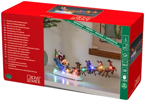 kaufen KONSTSMIDE ca. Rentieren, Garantie online Weihnachtsdeko«, »Weihnachtsmann LED mit Dekofigur Jahren 3 Schlitten XXL im mit cm | 14 Höhe