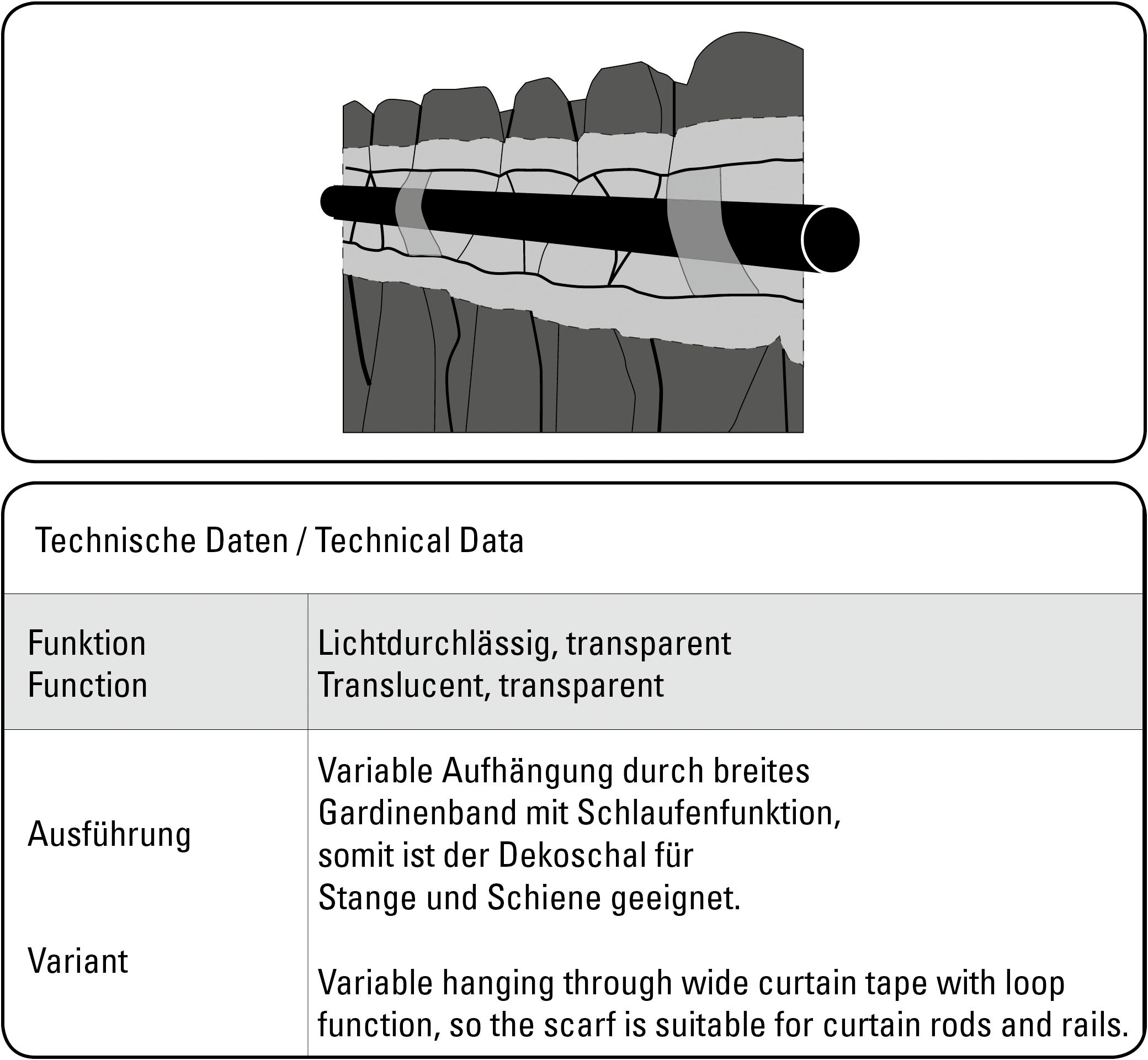 GARDINIA Gardine »Schal mit Gardinenband Voile Uni«, (1 St.), Stoff Voile Uni