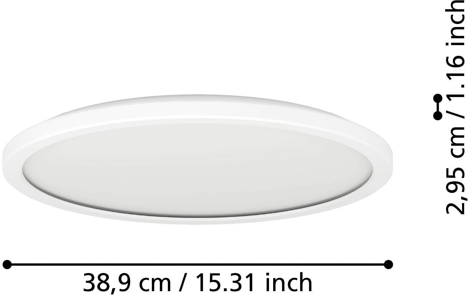 EGLO Deckenleuchte »Rovito-Z Deckenlampe, ZigBee 3.0, Kunststoff, Badezimmerlampe, IP44« LED-Modul 1 Stk. Kaltweiß | RGB Wand-/Deckenleuchte - H3 x Ø38,9 cm - weiß - 18,5W inkl.