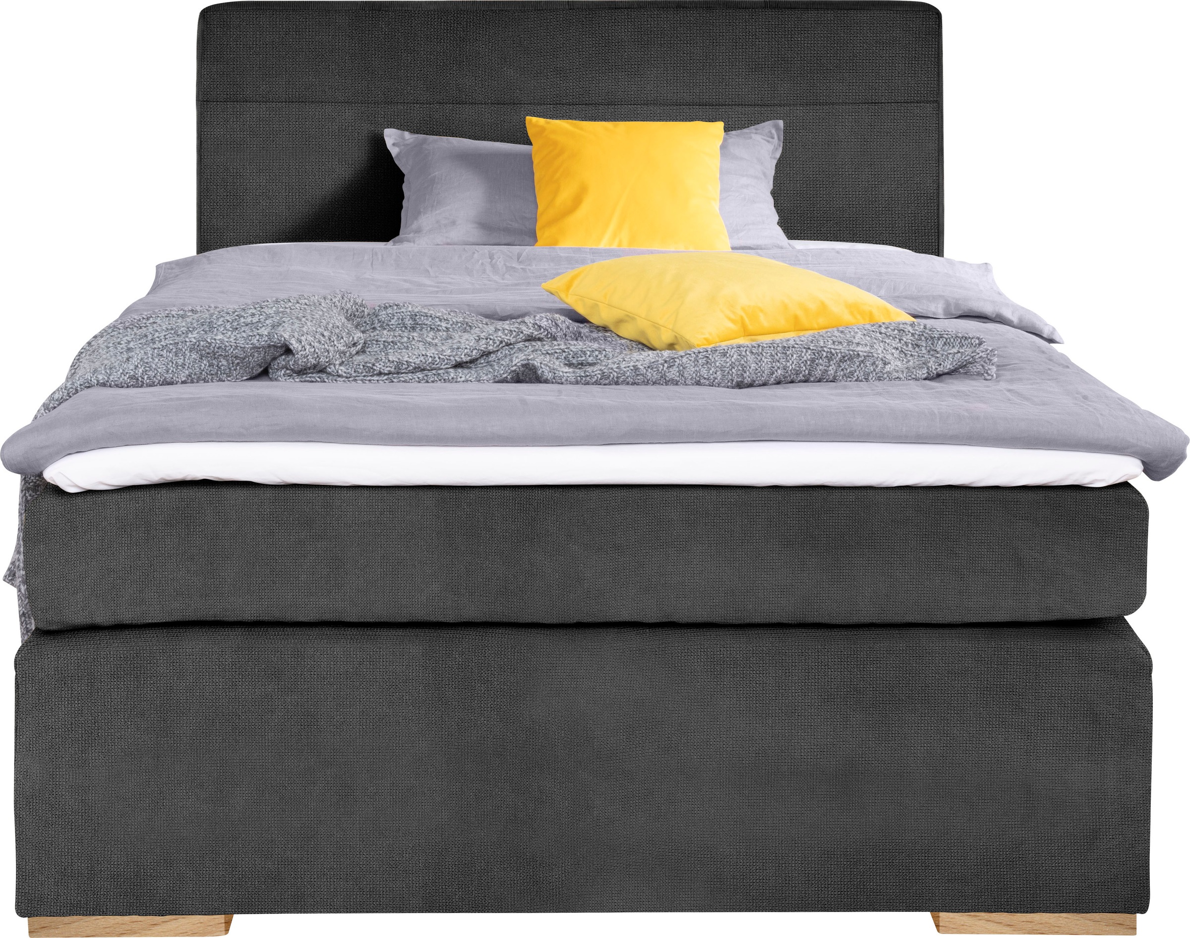 alina Boxspringbett »Nikki« inklusive Matratze und Topper, Füße Buche natur