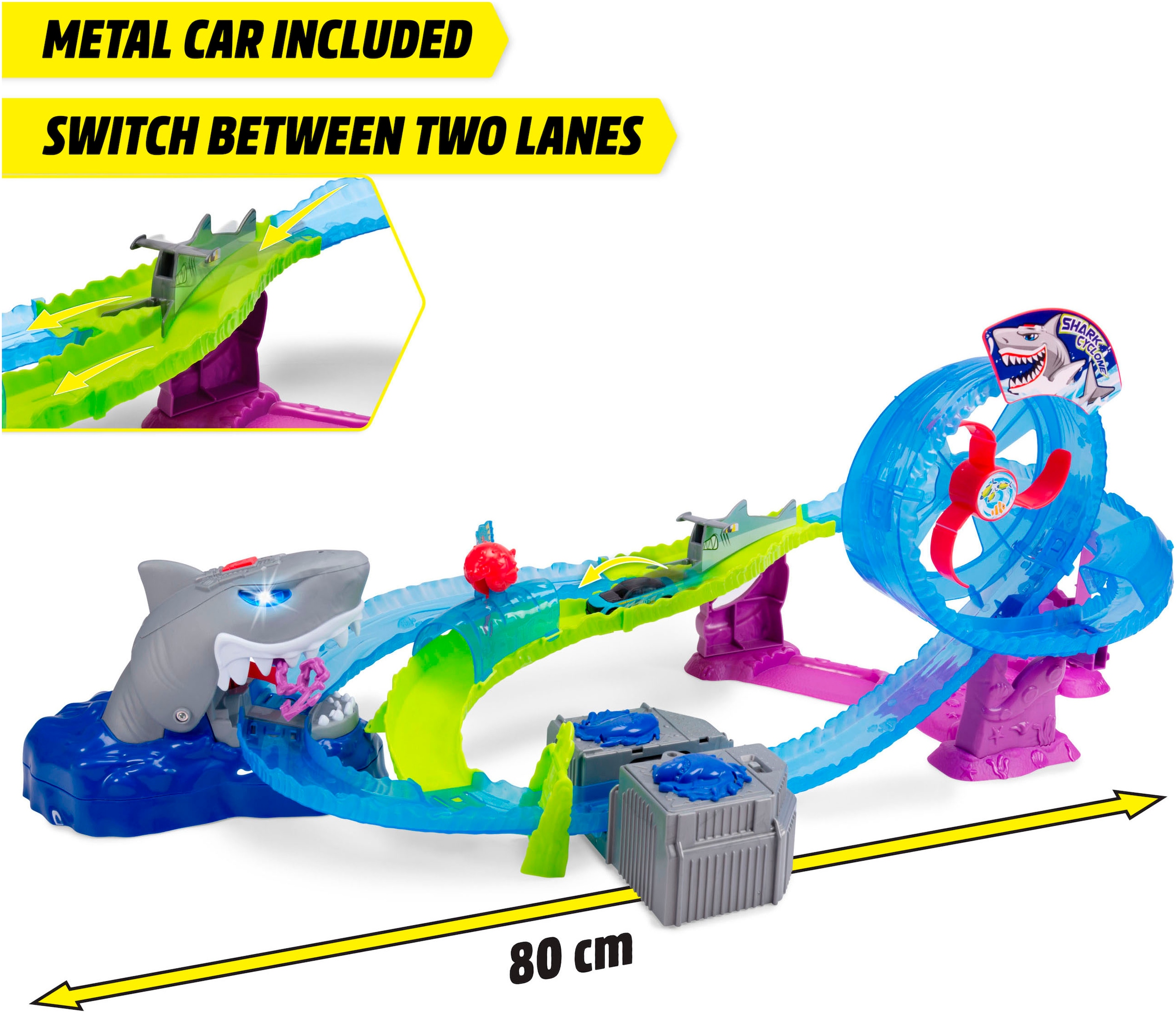 Dickie Toys Autorennbahn »White Shark« inklusive Spielzeugauto; mit Licht und Sound