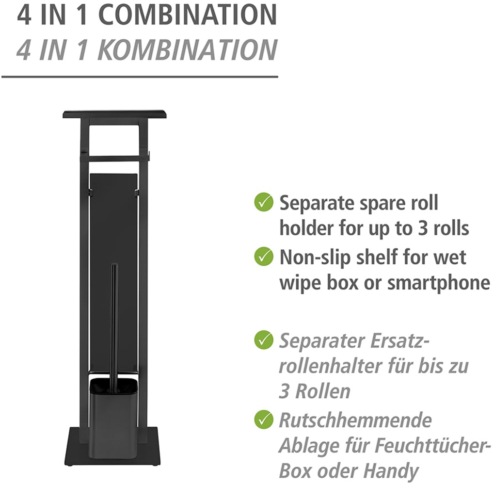 WENKO WC-Garnitur »Modell Debar«, aus Edelstahl-Glas, Standgarnitur mit Ablage, Edelstahl, Bodenplatte aus Sicherheitsglas