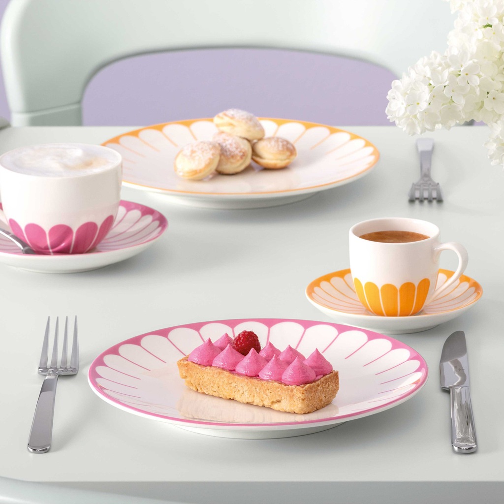 Villeroy & Boch Tasse »Espressotassen mit Untertassen Fleur Couleur 70 ml 6er Set« Spülmaschinenfest, Mikrowellensicher