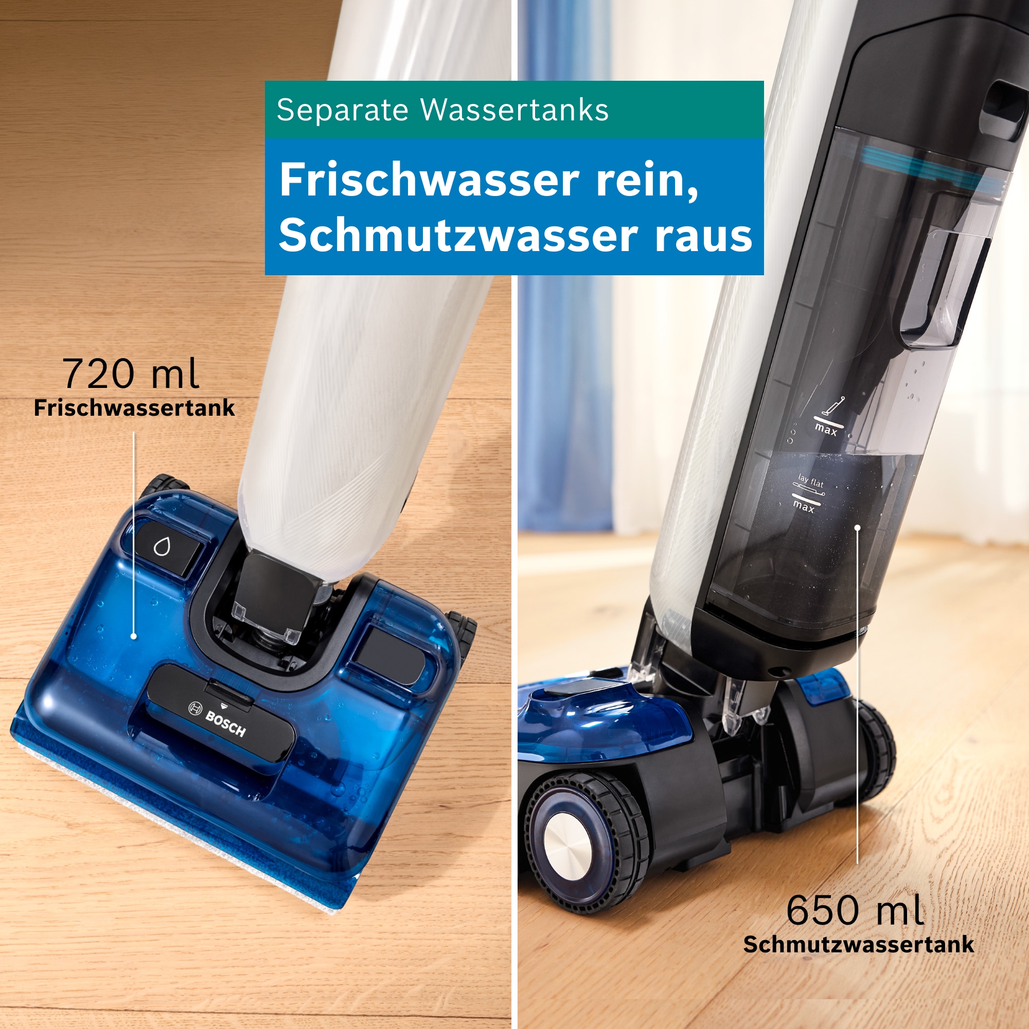 BOSCH Nass-Trocken-Sauger »OneFlow Serie 4 BHF41WS, Selbstreinigung, 24.000 PA Saugkraft« Anti-Haarverwicklung, LED-Licht, Schnelltrocknung, 40 min Akku / 150m²