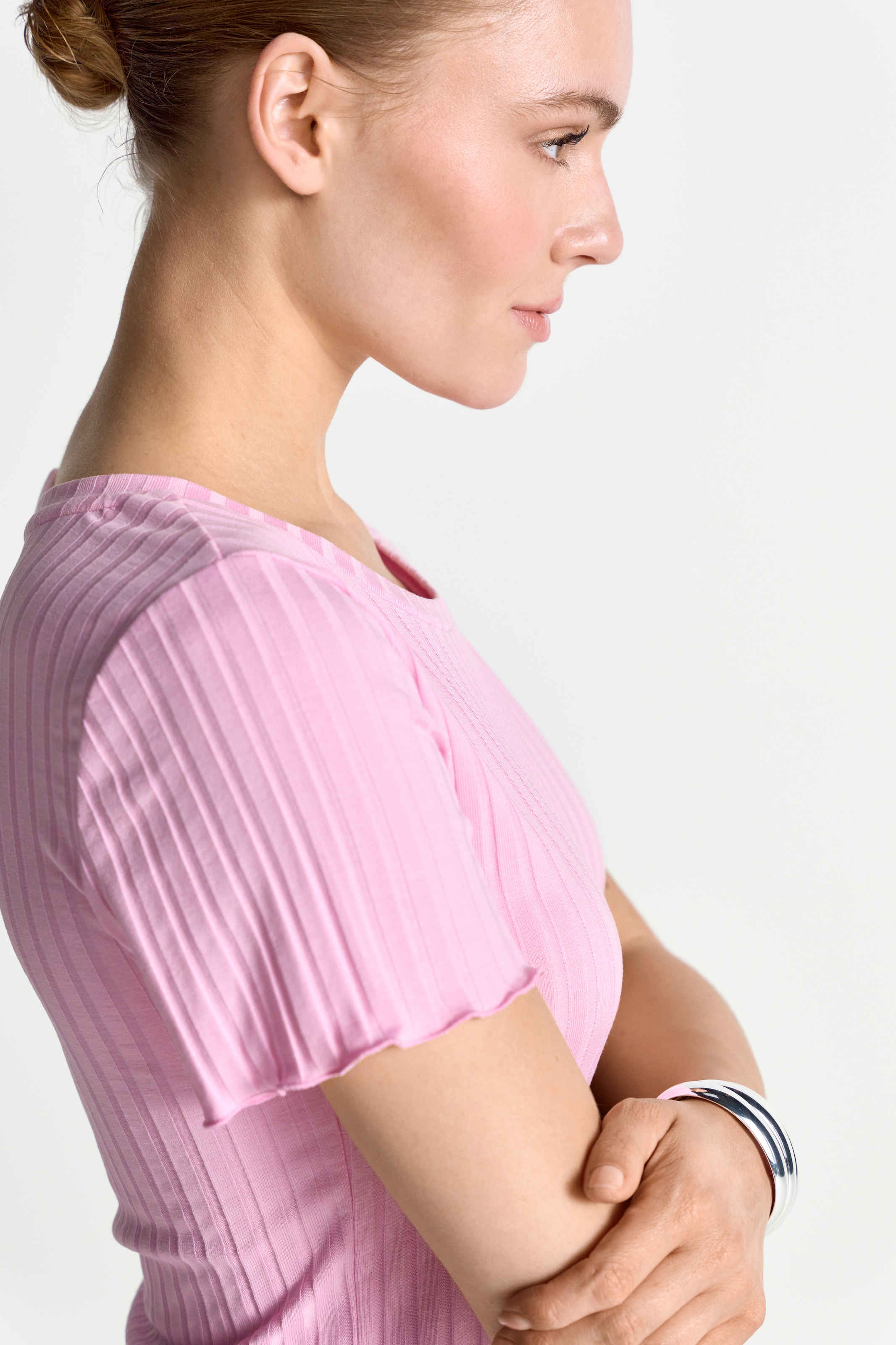 RICHROYAL Kurzarmshirt Mit gewelltem Saum an Rumpf und Ärmeln