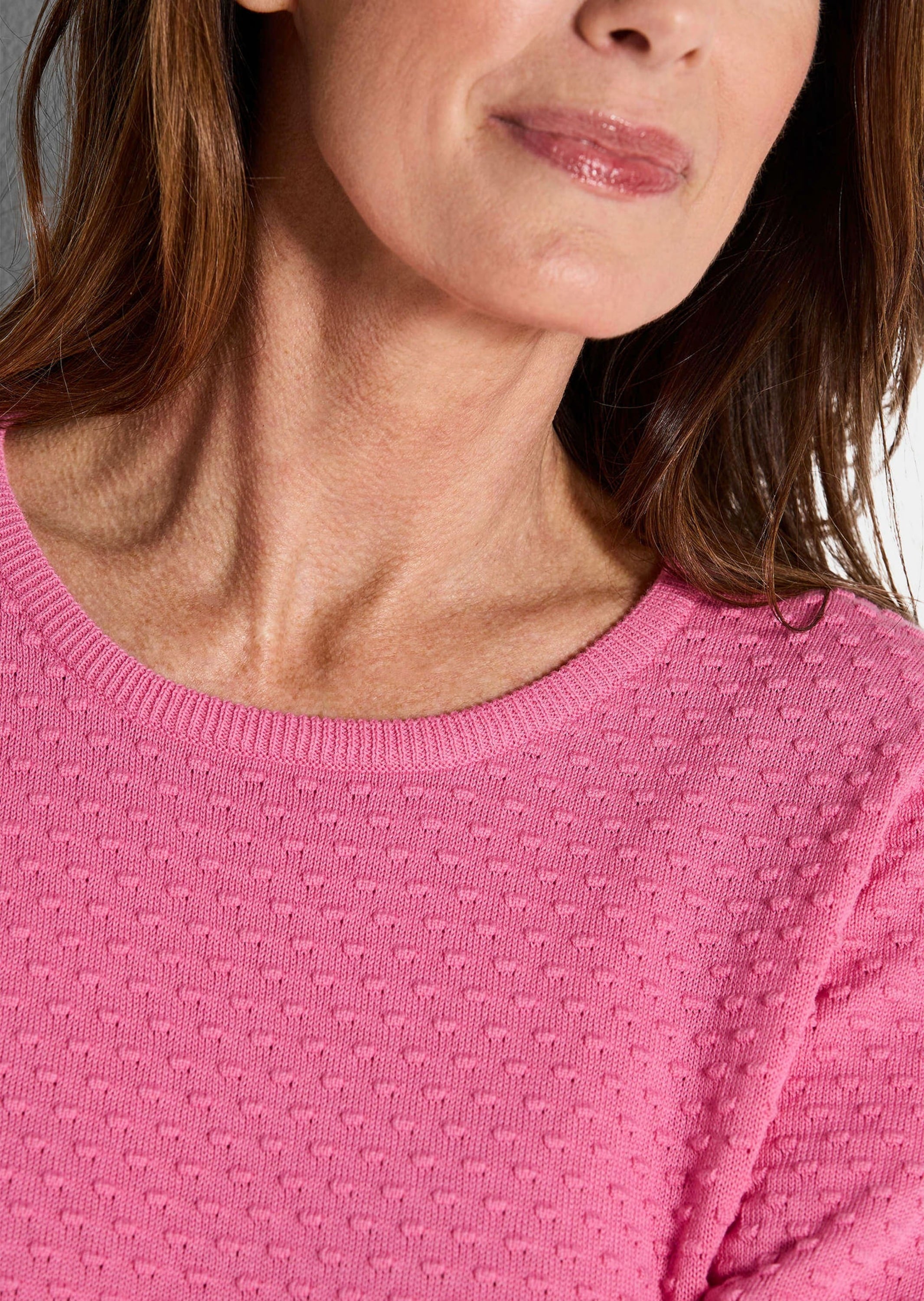 GOLDNER Rundhalspullover »Strickpullover mit Pünktchenmuster«