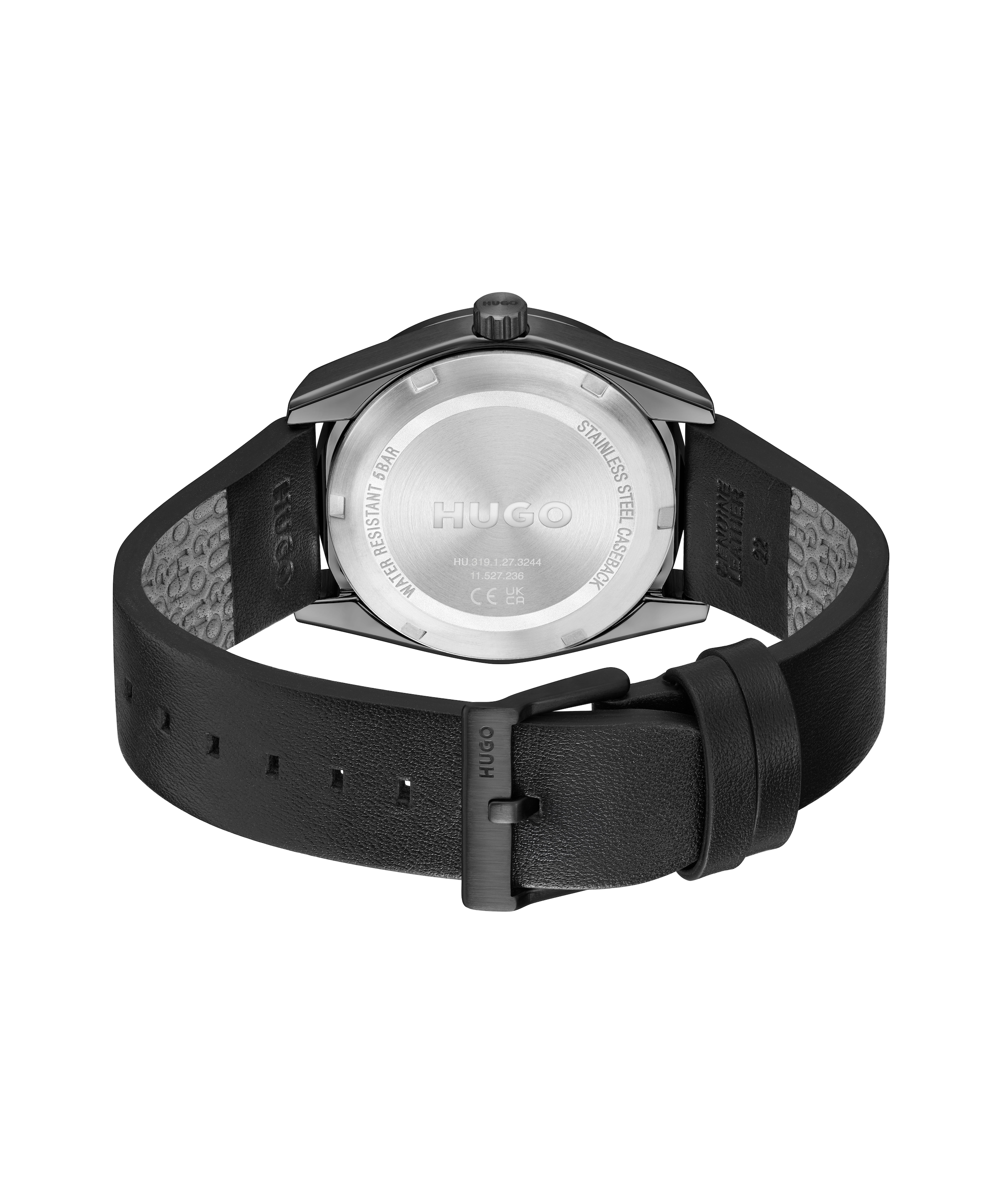 HUGO Multifunktionsuhr »#BRIGHT SPORT« Quarzuhr, Armbanduhr, Herrenuhr, Lederarmband, analog