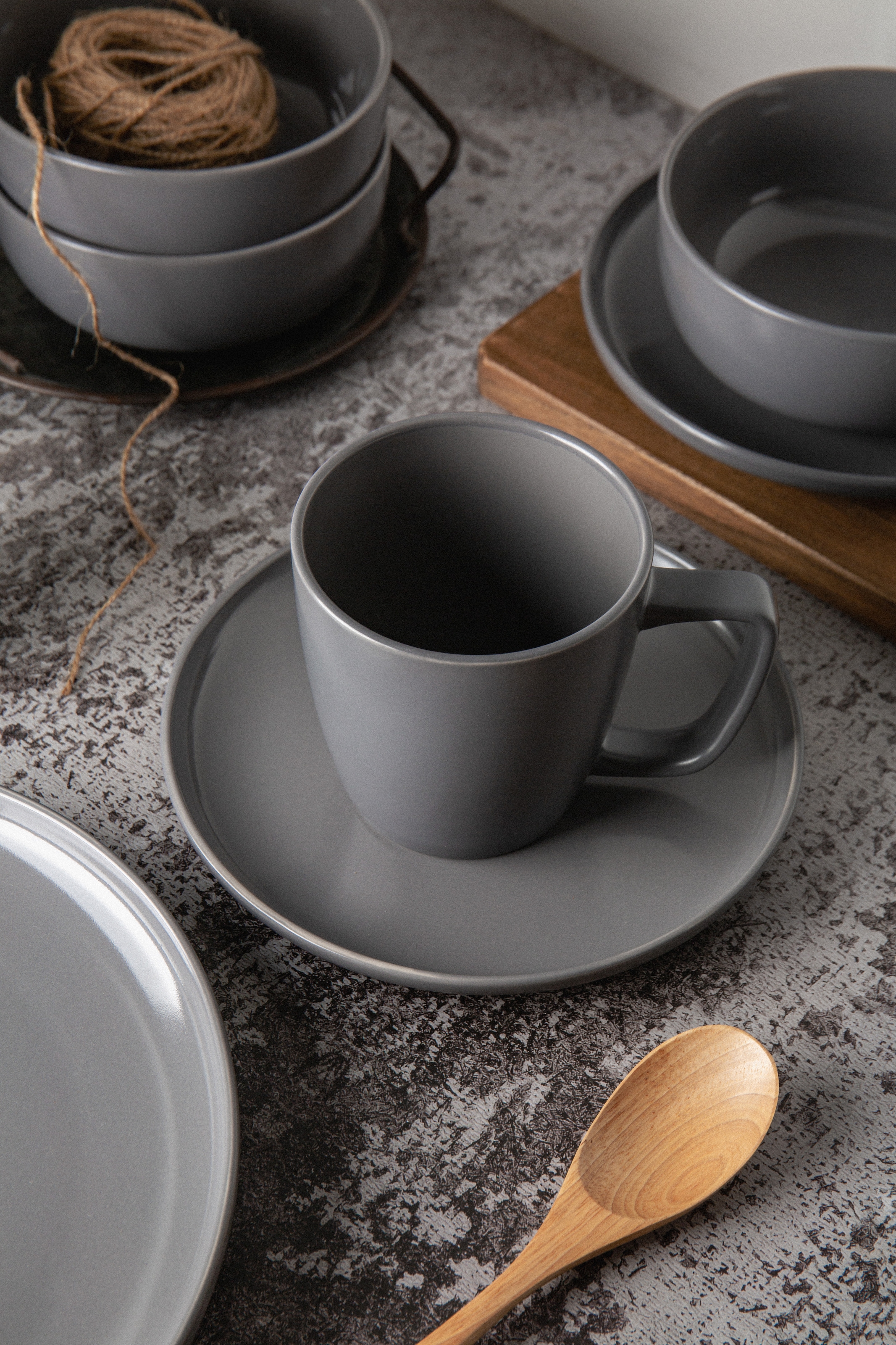 OTTO home Geschirr-Set »Tommik, außen matt, innen glänzend« spülmaschinenfest und mikrowellengeeignet