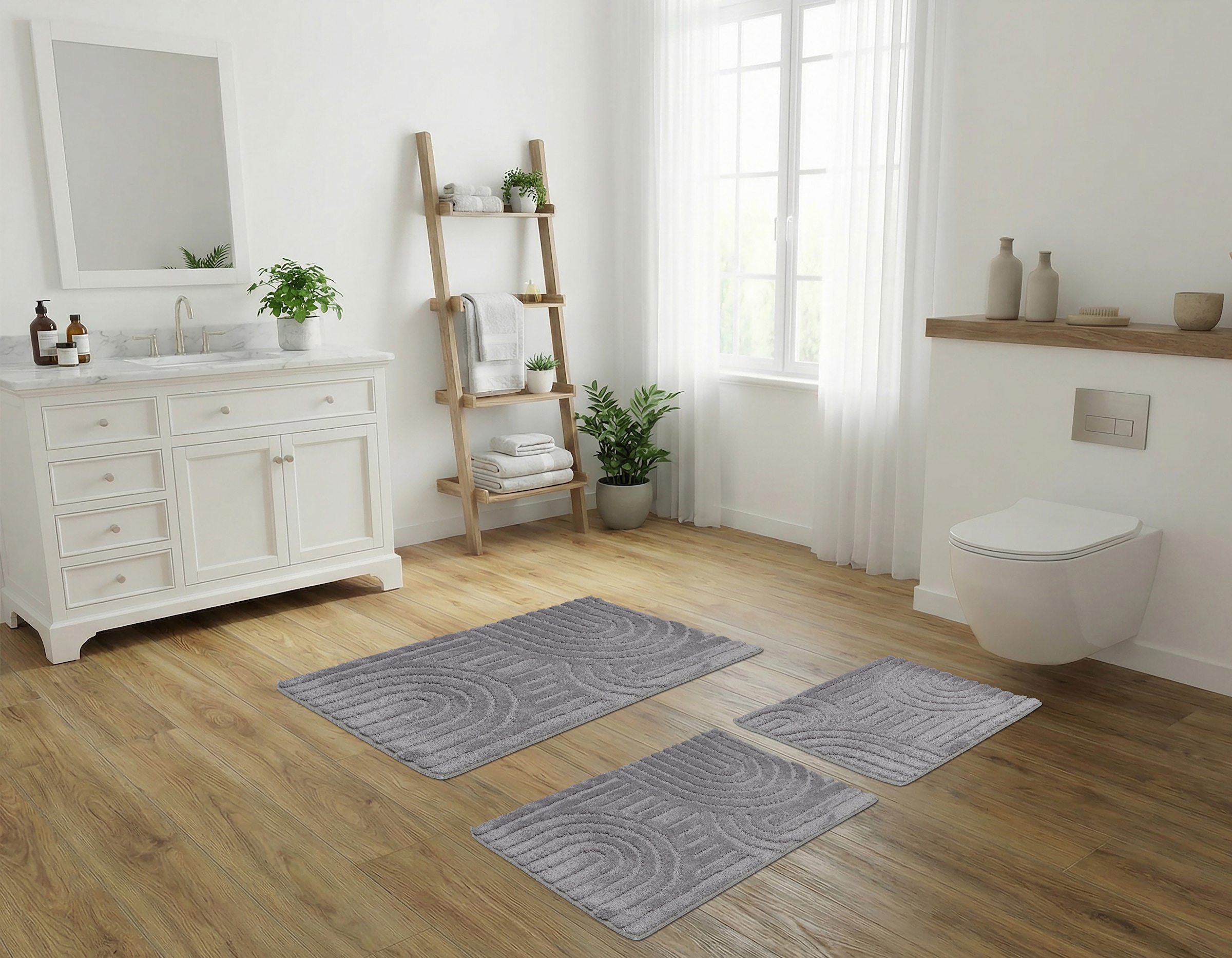 OTTO home »Zen, Badvorleger, Badezimmer Teppich, Duschvorleger« Höhe 10 mm rutschhemmend beschichtet fußbodenheizungsgeeignet | schnell trocknend Uni Farben, Hoch-Tief-Effekt, modernes Muster, Zen