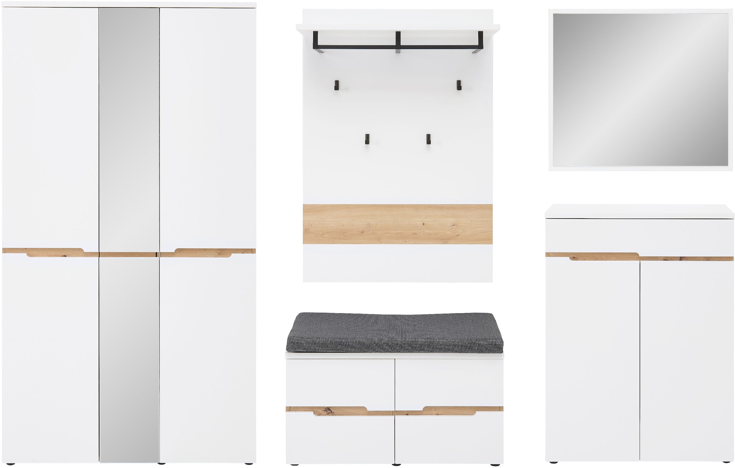 Innostyle Garderoben-Set »Memphis Garderoben Set, 295x192x38cm (B/H/T)«, (5 St.)