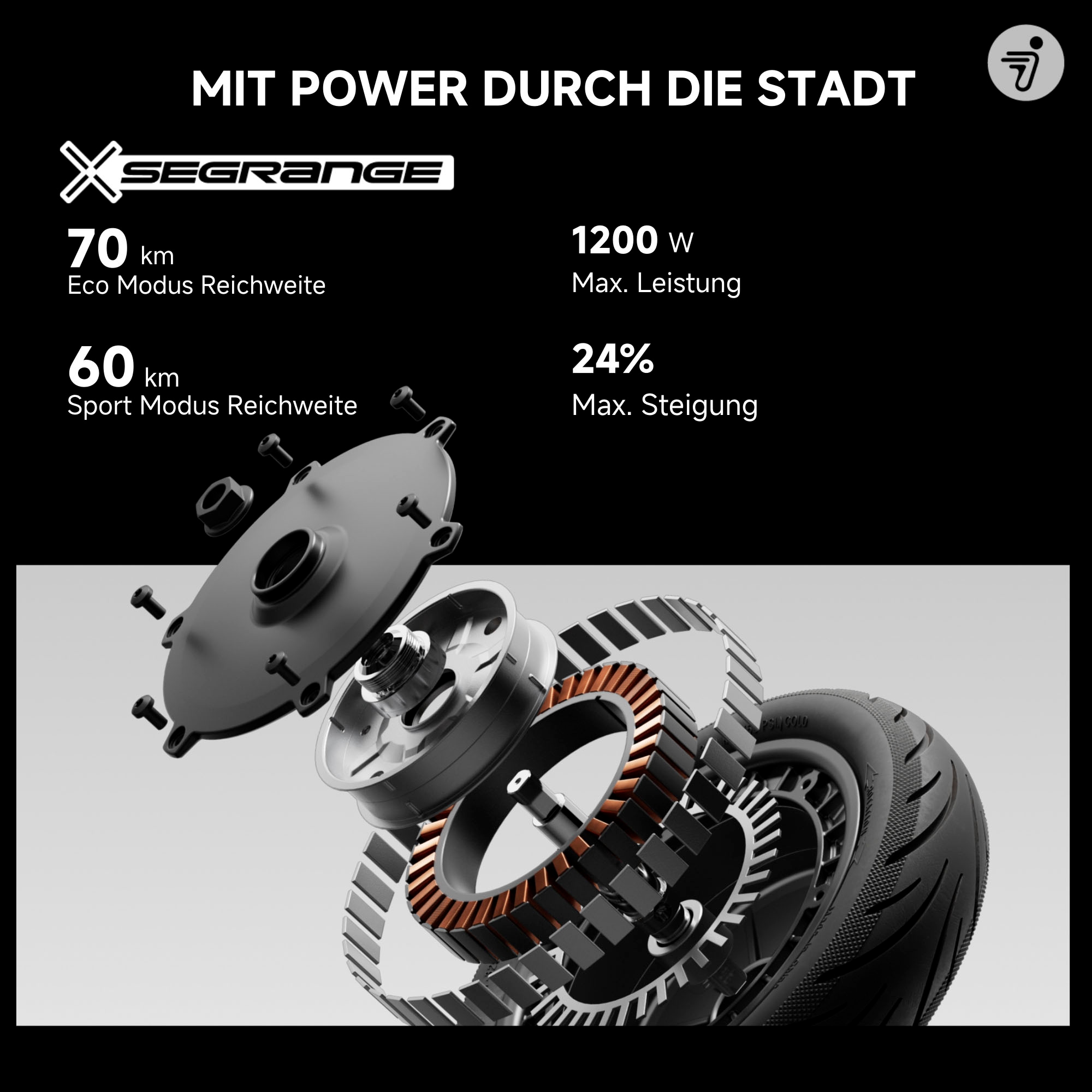 ninebot by Segway E-Scooter »F3 Pro D«, mit Straßenzulassung, 70 km Eco Modus Reichweite, 60 km bei 20 km/h