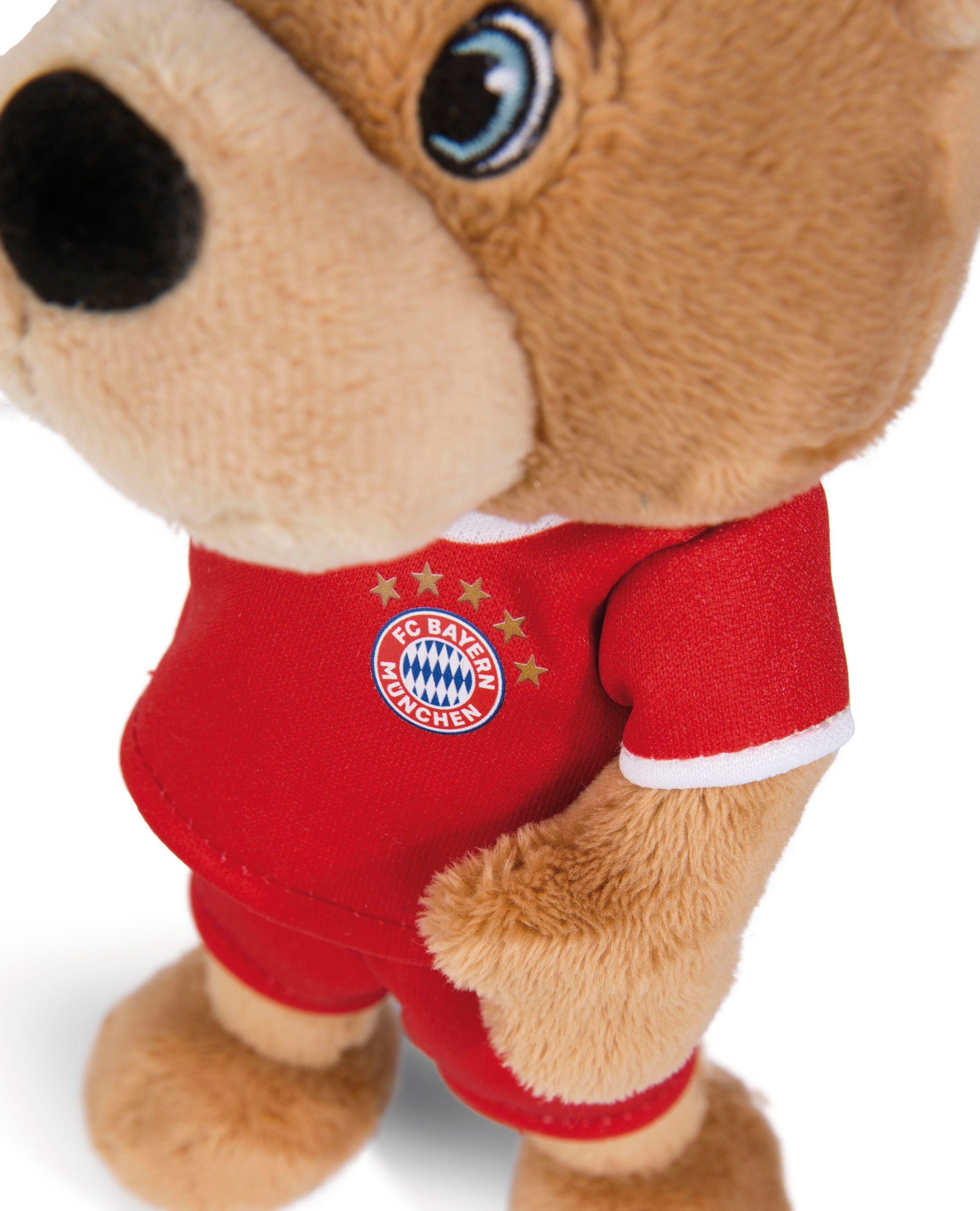 Nici Kuscheltier »FC BAYERN MÜNCHEN Bär Berni mit Trikot und Sauger, 20 cm«, enthält recyceltes Material (Global Recycled Standard)