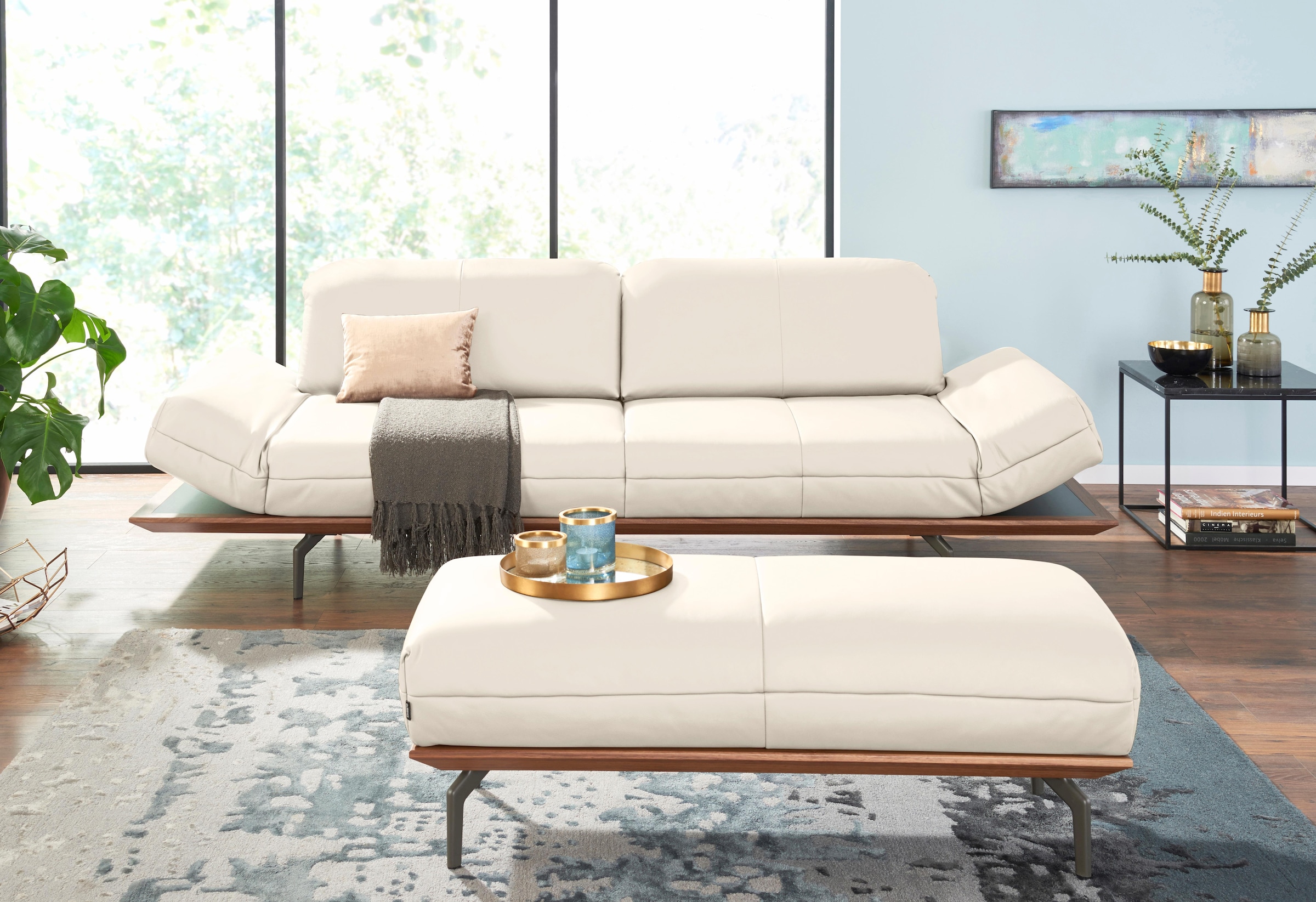hülsta sofa Hocker »hs.420«, in 2 Bezugsqualitäten, Holzrahmen in Eiche  Natur oder Nussbaum auf Raten bestellen