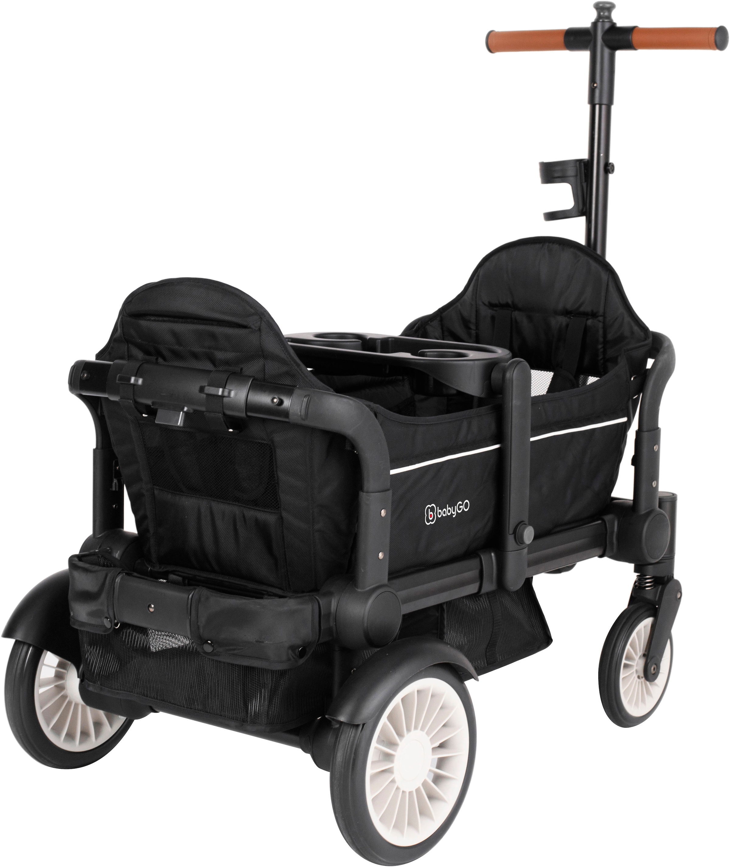 BabyGo Bollerwagen »Cozy Rider«, (Set, 7 tlg., inkl. 2x Sonnenschutz, Tisch, Moskito- u. Regenschutz, Flaschenhalter), klein zusammenfaltbar