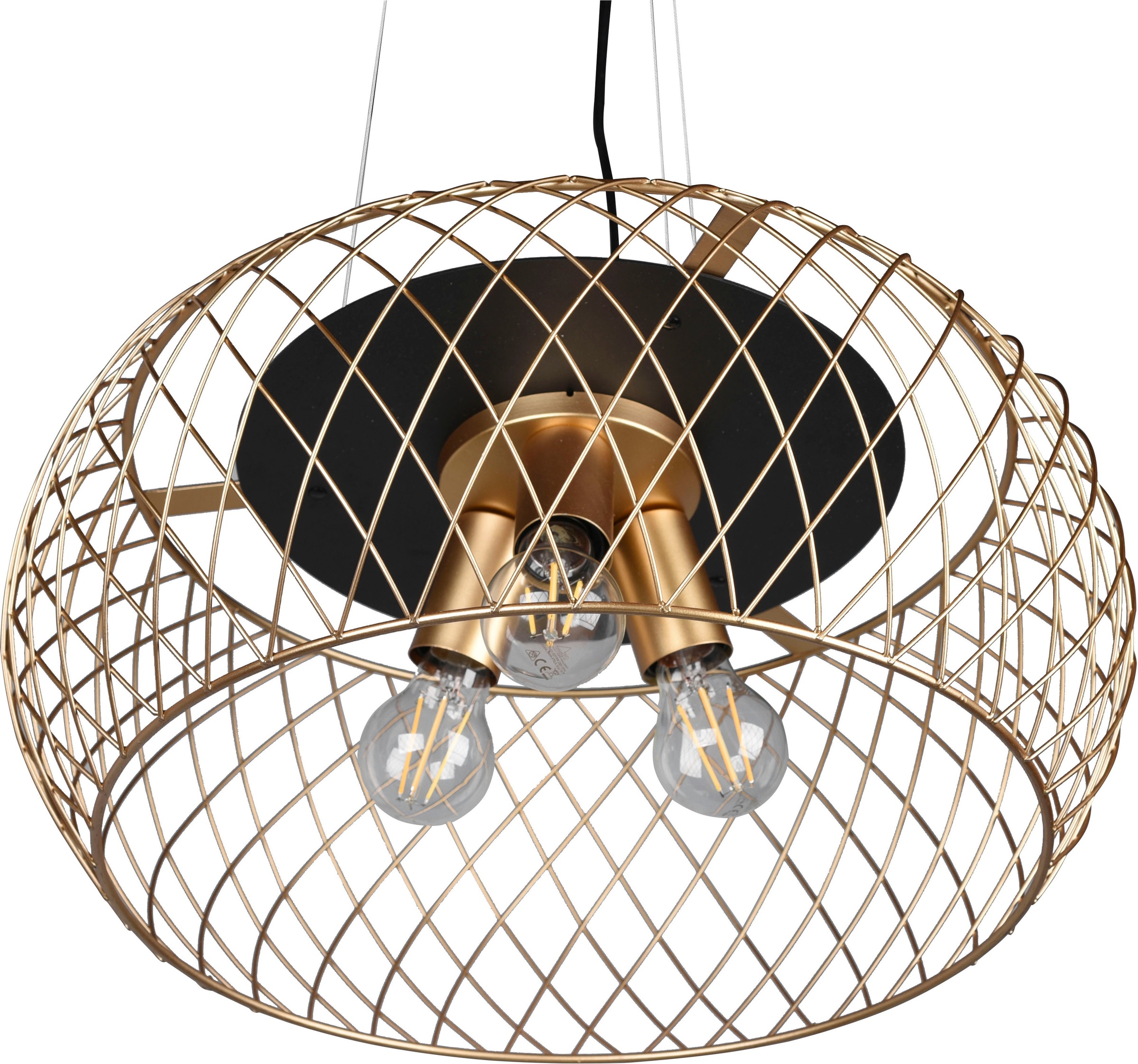 TRIO Leuchten Pendelleuchte »Tamil«, 3 flammig, Leuchtmittel E27 | ohne Leuchtmittel, Hängelampe höhenverstellbar, exkl 3x E27 max 40W, Metallschirm