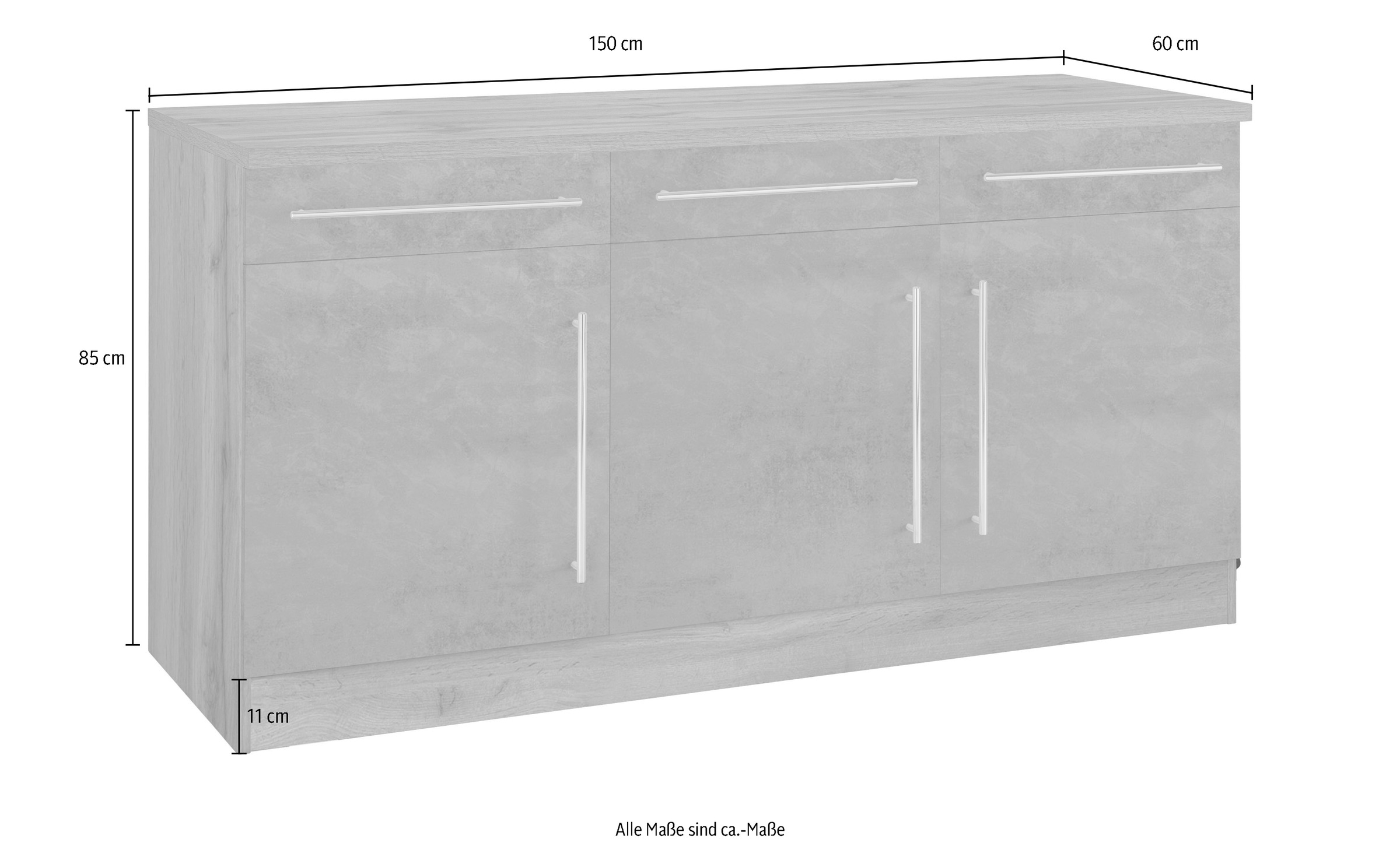 KOCHSTATION Unterschrank »KS-Samos«, Breite 150 cm