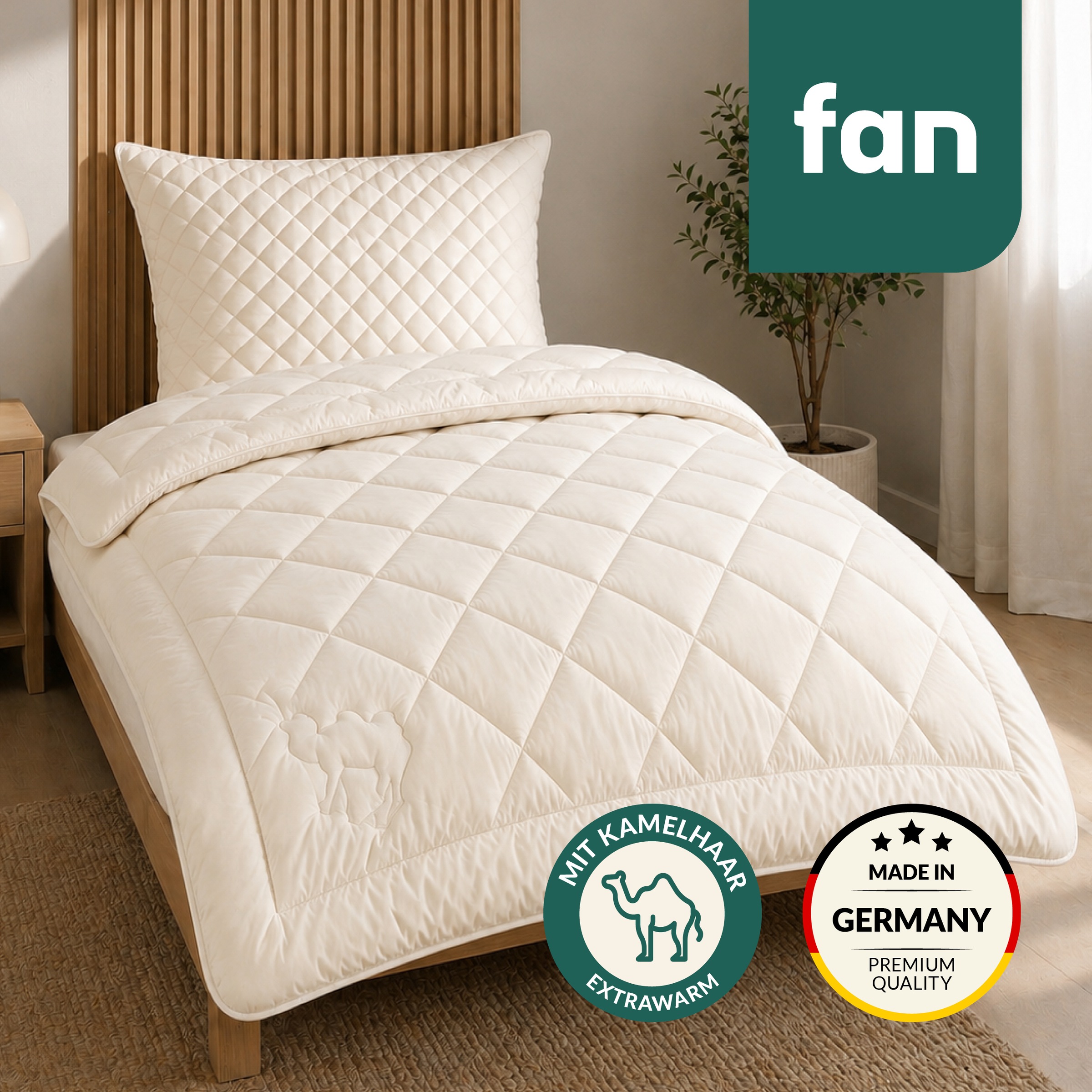 fan Naturhaarbettdecke "Gobi, Bettdecken für Sommer und Winter, temperaturausgleichend" extrawarm Füllung Kamelhaar Bezug Baumwolle 1 Stk. tlg. Klimatisierende Kamelhaar-Füllung - Made in Germany