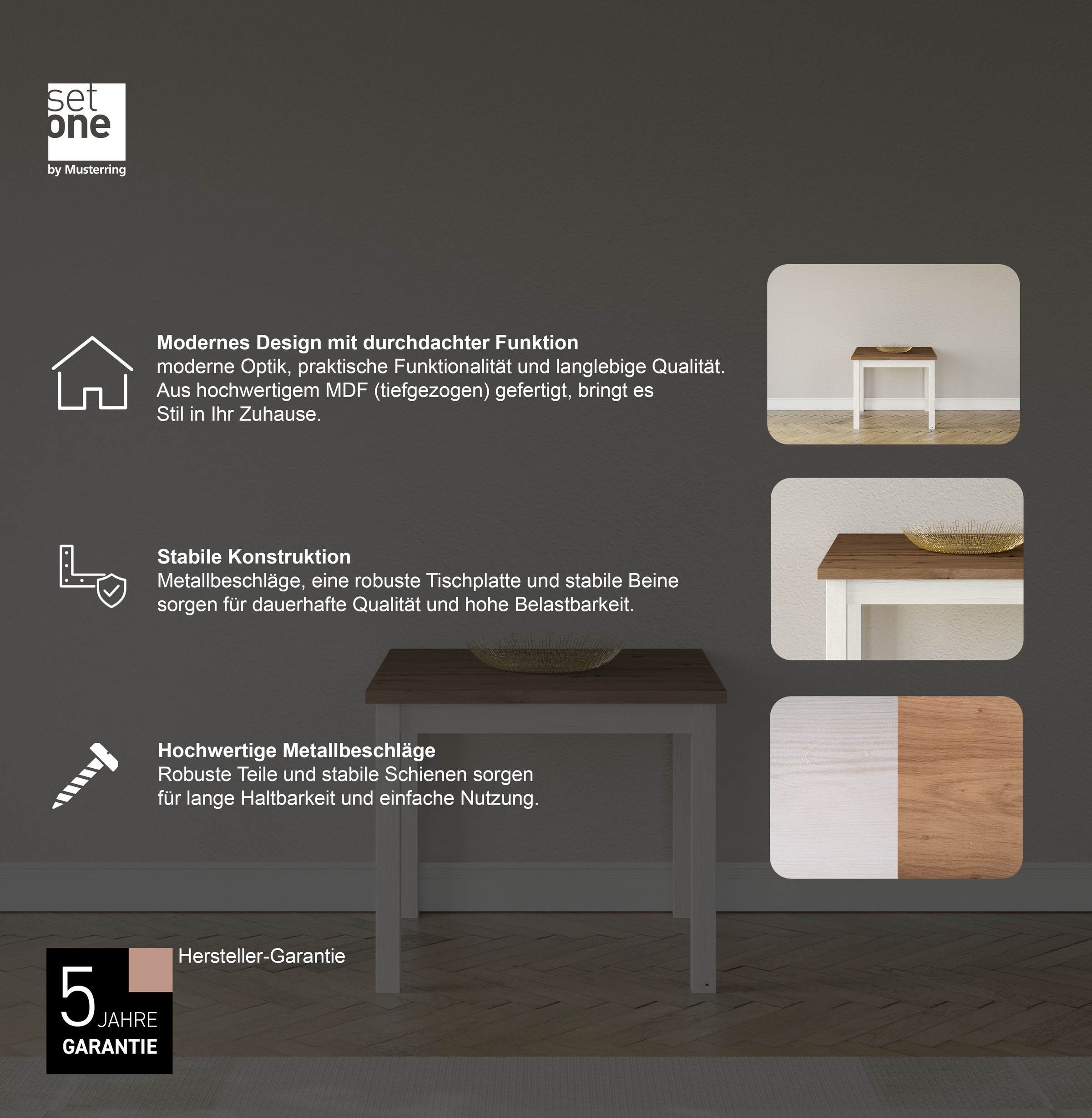 set one by Musterring Esstisch »York« in 3 Farbvarianten und 4 Größen erhältlich, mit Eiche-Platte