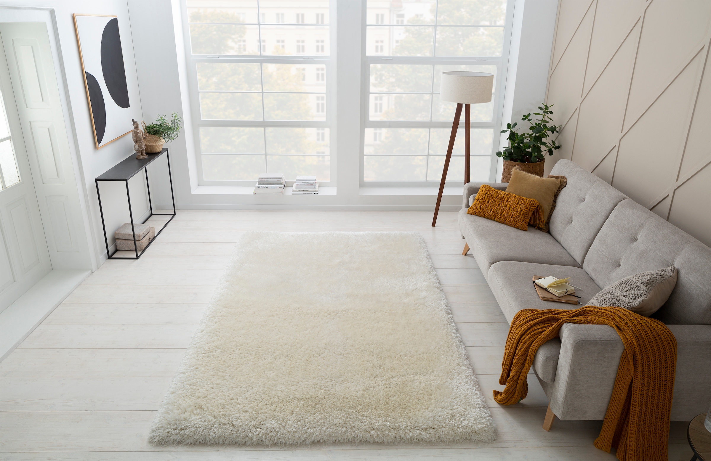 Guido Maria Kretschmer Home&Living Hochflor-Teppich »Micro exclusiv Teppich, sehr hoher Flor, weich durch Mikrofaser«, rechteckig, 78 mm Höhe, sehr weich, flauschig, uni, Wohnzimmer, Schlafzimmer, Kinderzimmer